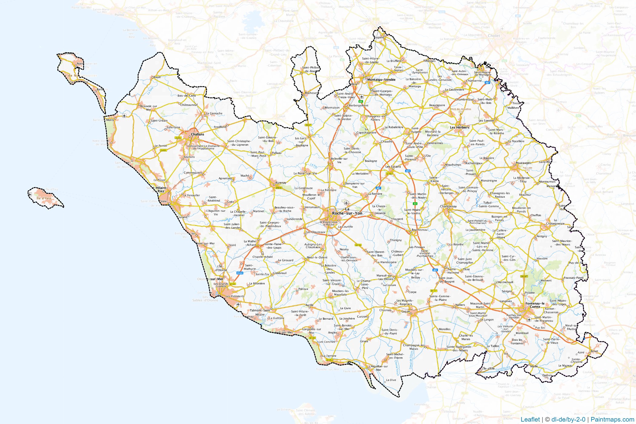 Muestras de recorte de mapas Vendée (Pays de la Loire)-1