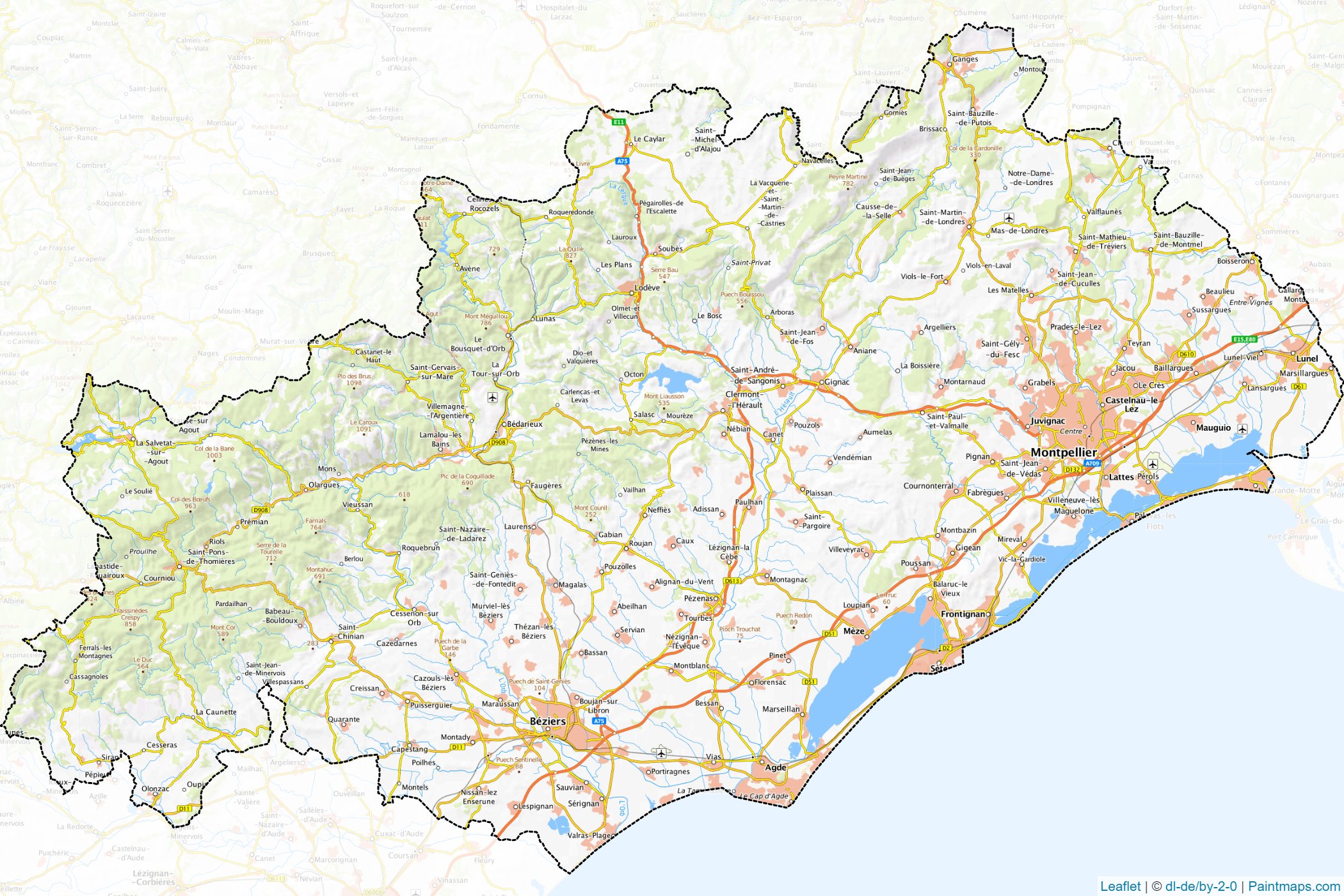 Muestras de recorte de mapas Hérault (Occitania)-1