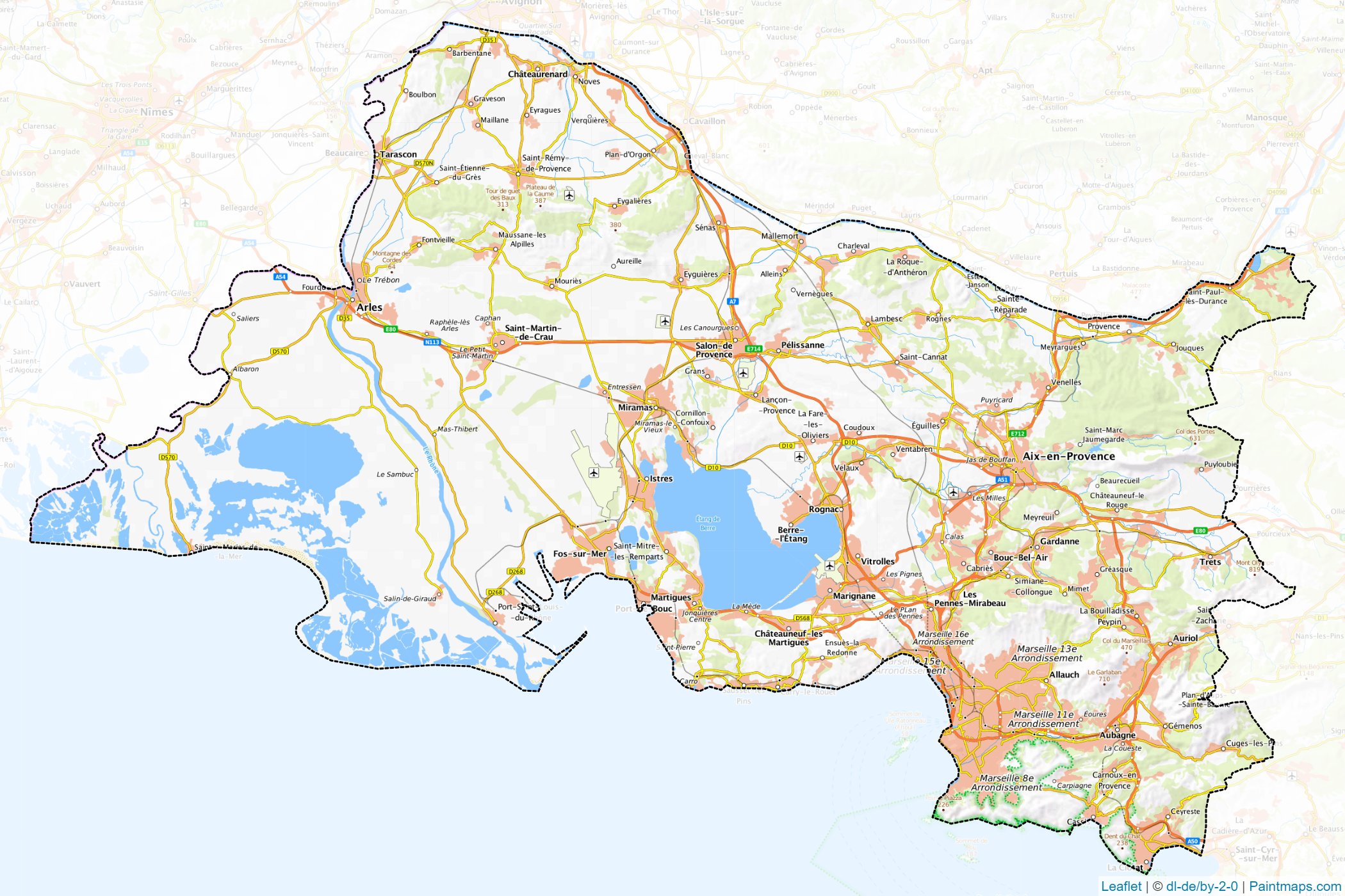 Muestras de recorte de mapas Bouches-du-Rhône (Provence-Alpes-Cote d'Azur)-1