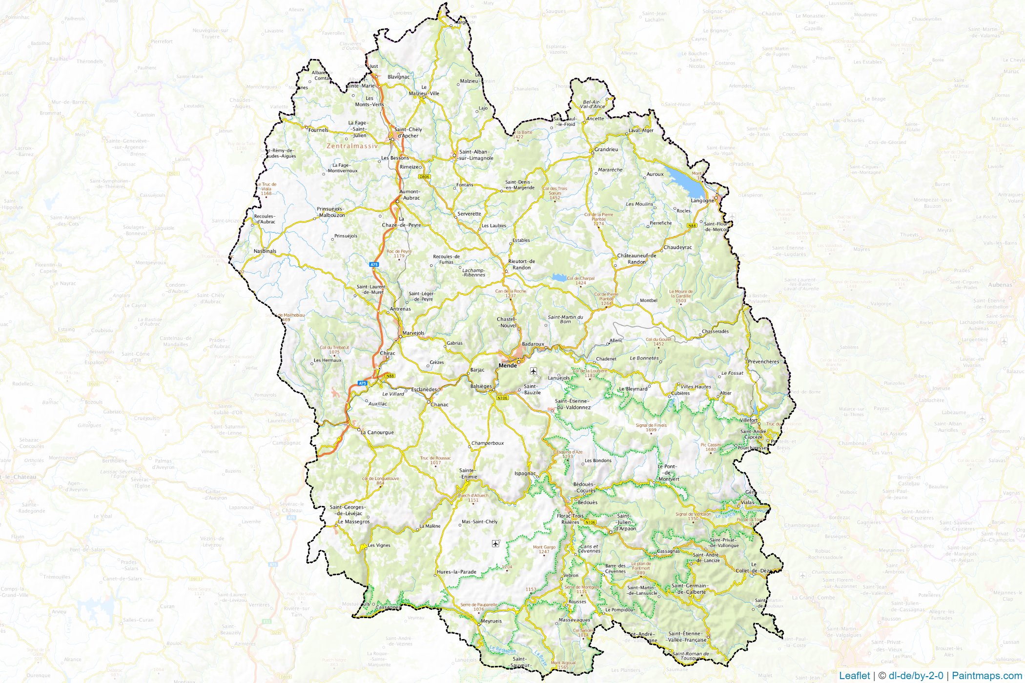 Lozère (Occitania) Map Cropping Samples-1