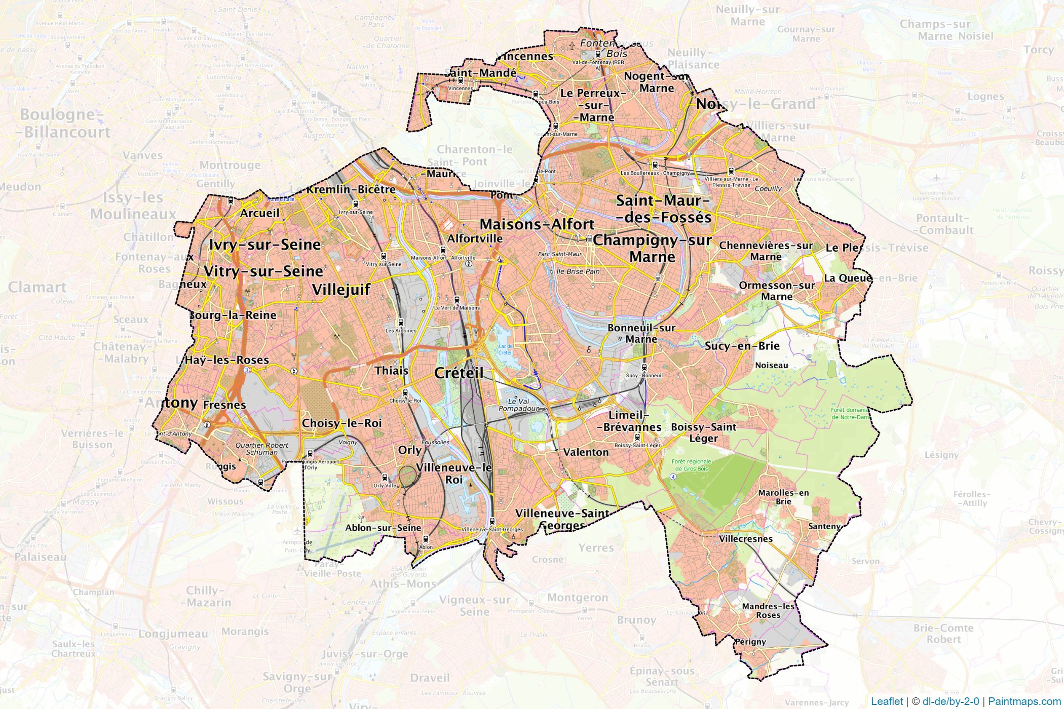 Val-de-Marne (Ile-of-France) Map Cropping Samples-1