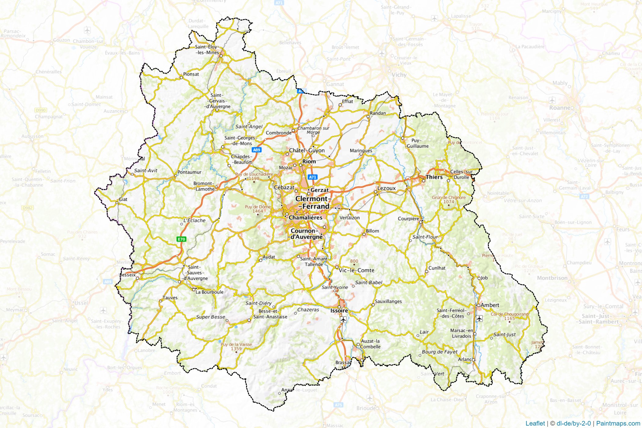 Muestras de recorte de mapas Puy-de-Dôme (Auvergne-Rhone-Alpes)-1