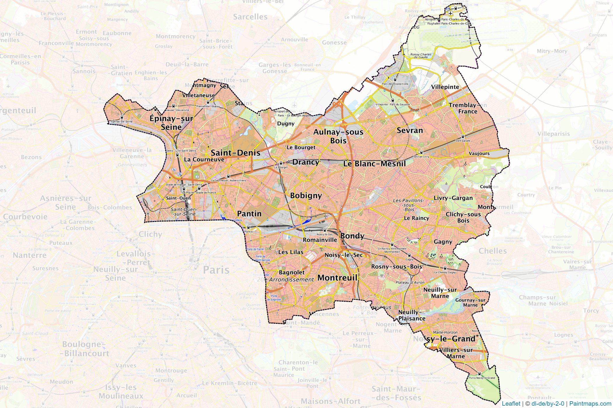 Seine-Saint-Denis (Ile-of-France) Map Cropping Samples-1