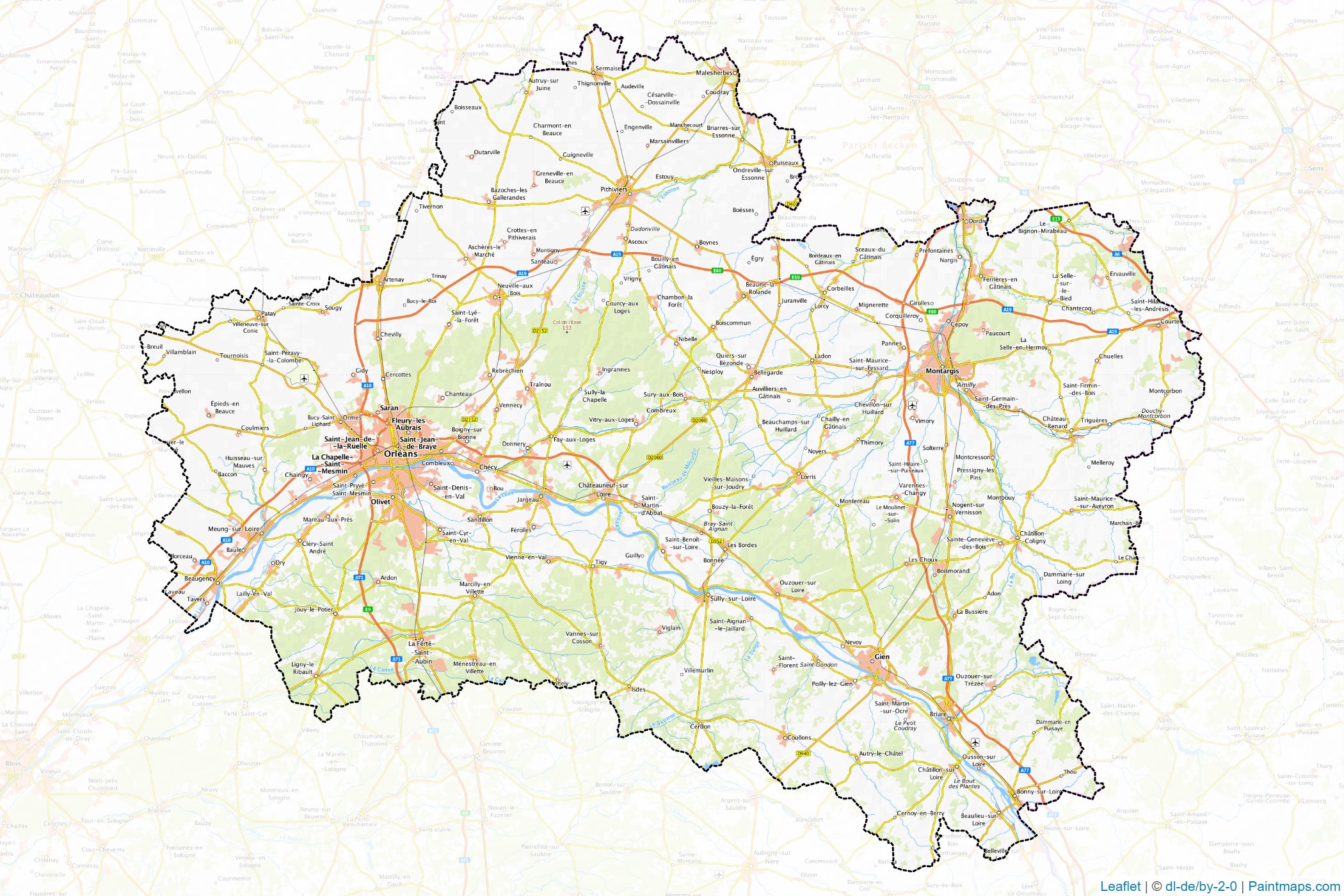 Muestras de recorte de mapas Loiret (Centre)-1