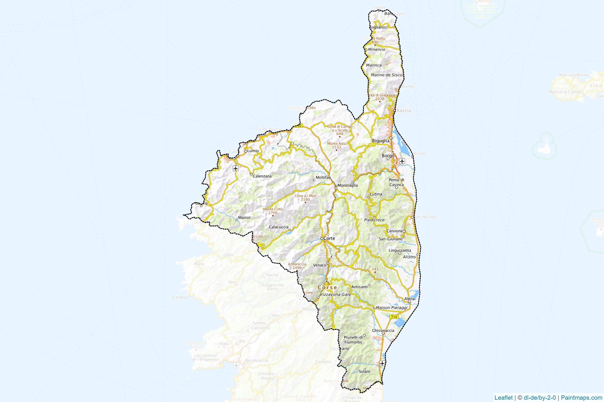 Muestras de recorte de mapas Haute-Corse (Corsica)-1