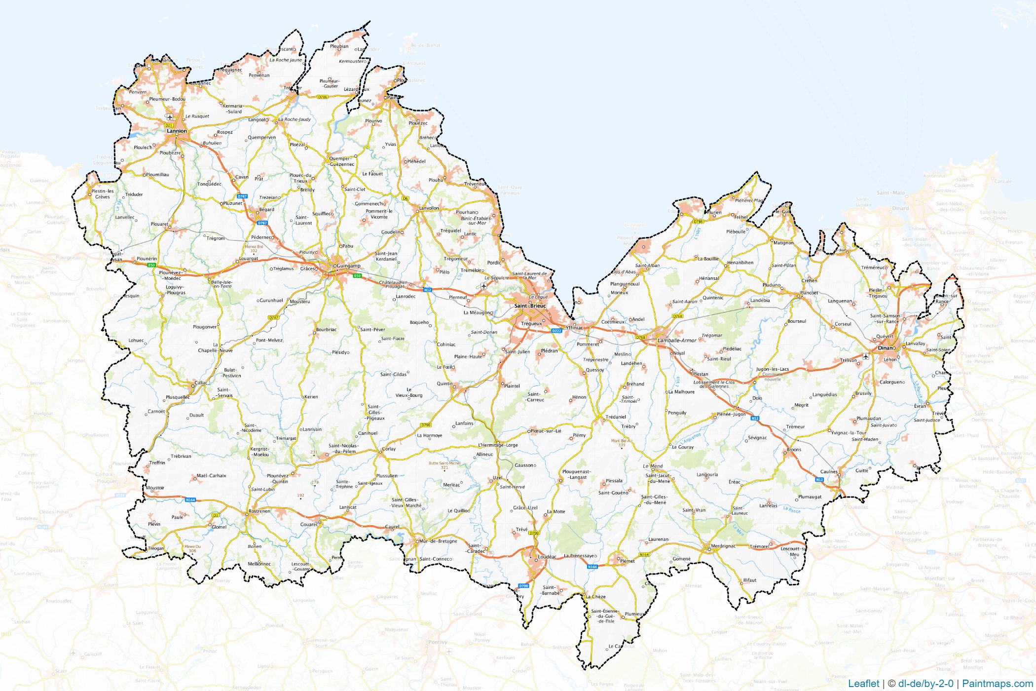 Muestras de recorte de mapas Côtes-d'Armor (Brittany)-1