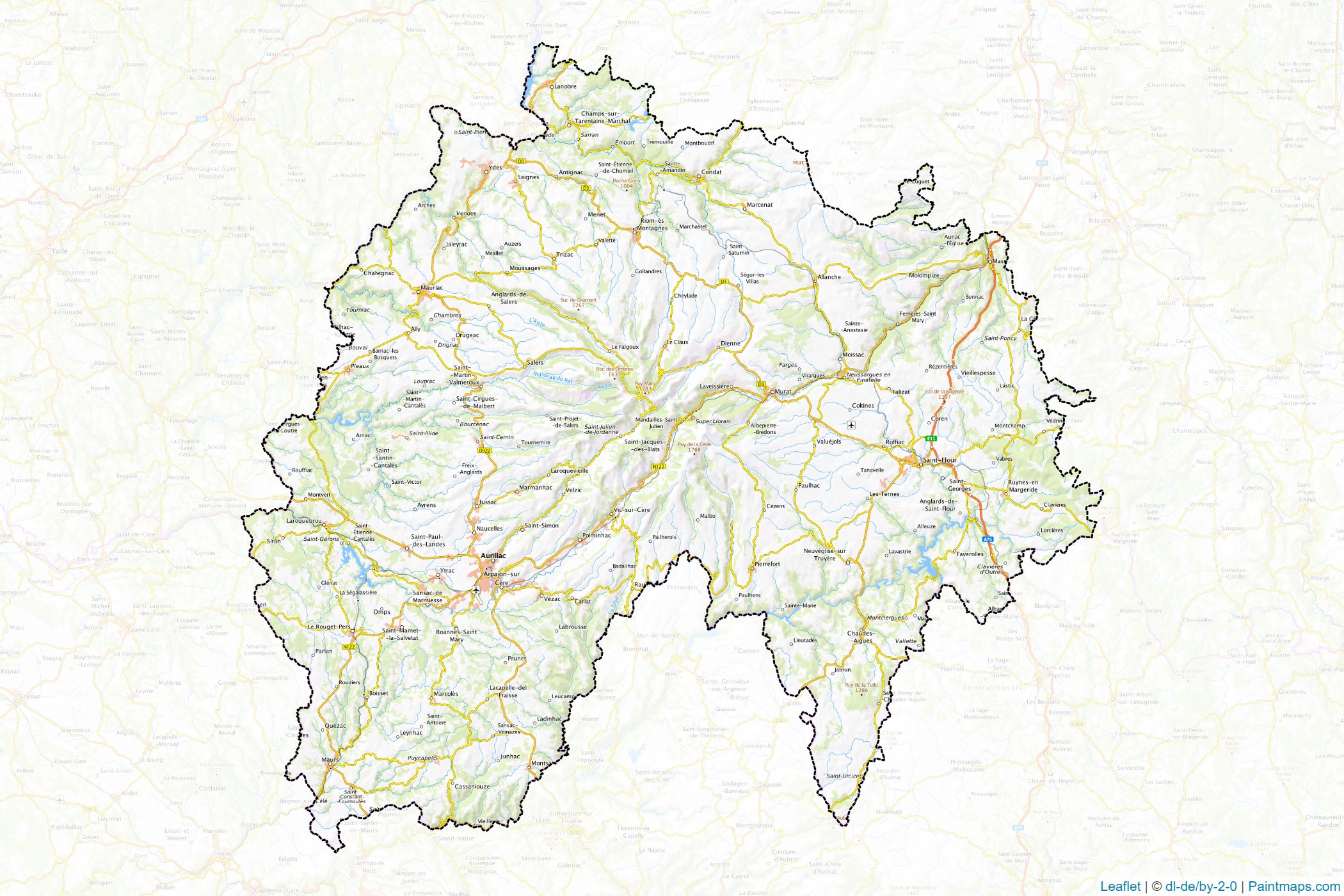 Cantal (Auvergne-Rhône-Alpes) Haritası Örnekleri-1