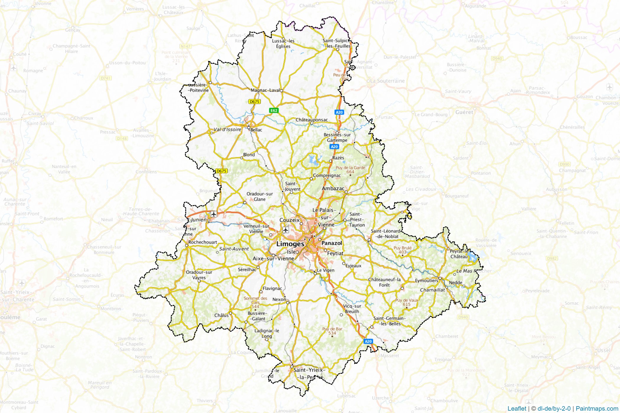 Muestras de recorte de mapas Haute-Vienne (New Aquitaine)-1