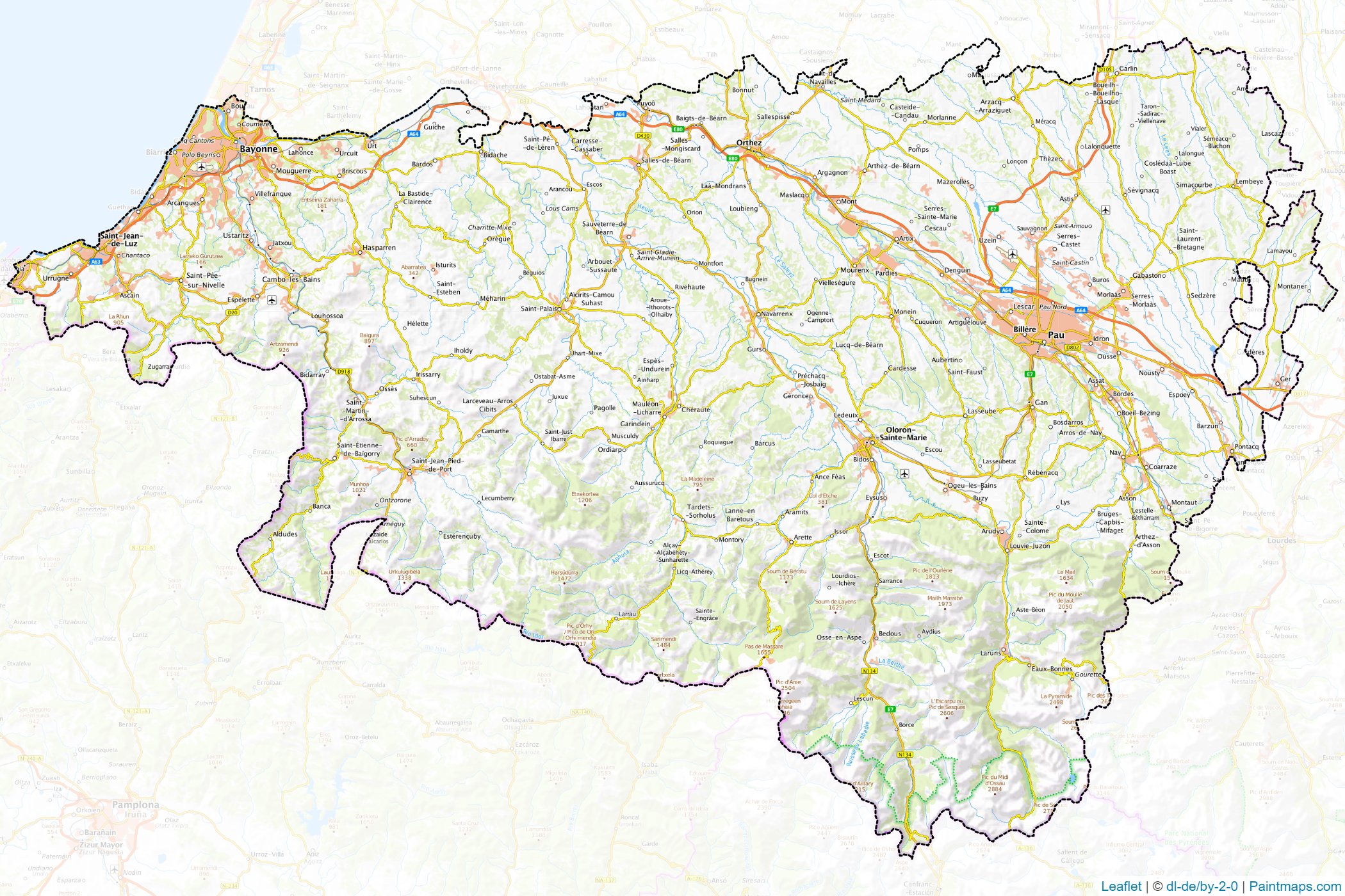 Pyrénées-Atlantiques (New Aquitaine) Map Cropping Samples-1