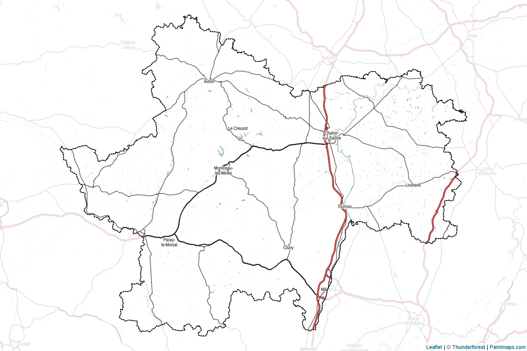 Saône-et-Loire (Bourgogne-Franche-Comté) Haritası Örnekleri-2