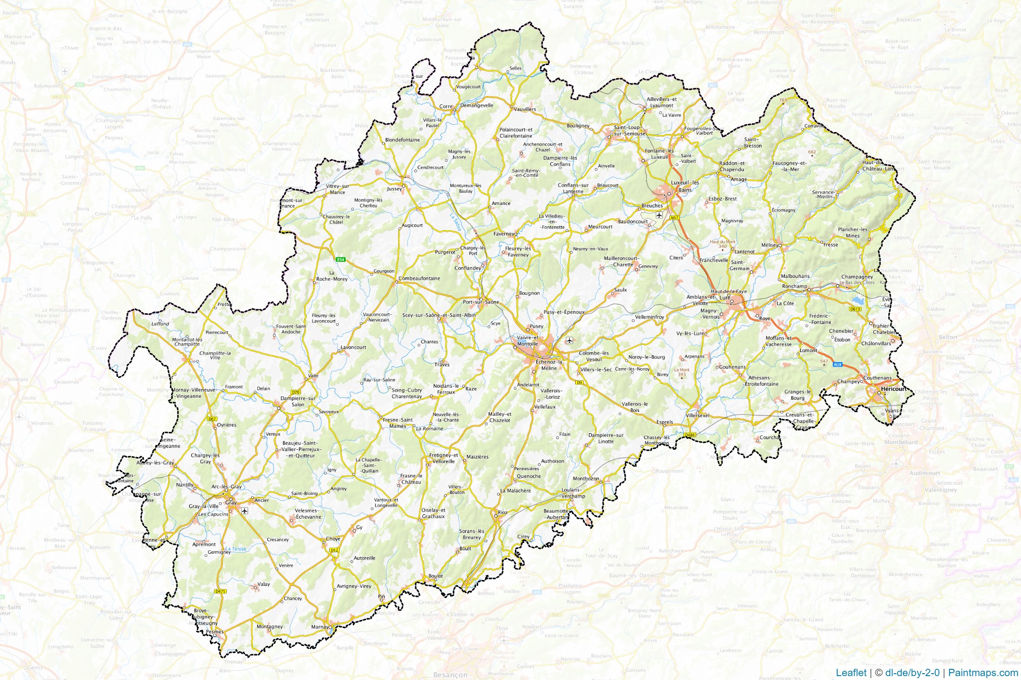 Haute-Saône (Burgundy-Franche-Comte) Map Cropping Samples-1