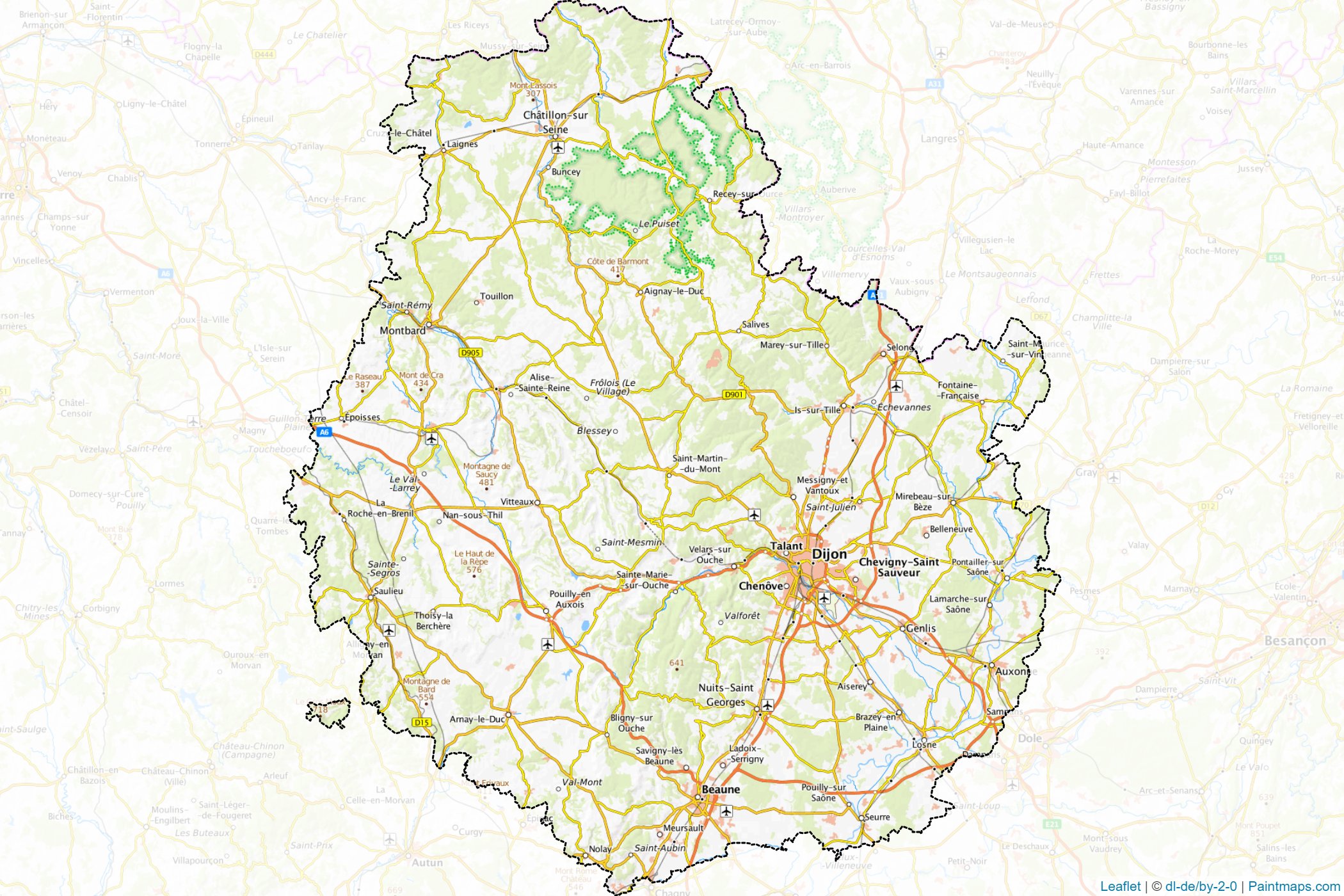 Cote d'Or (Burgundy-Franche-Comte) Map Cropping Samples-1