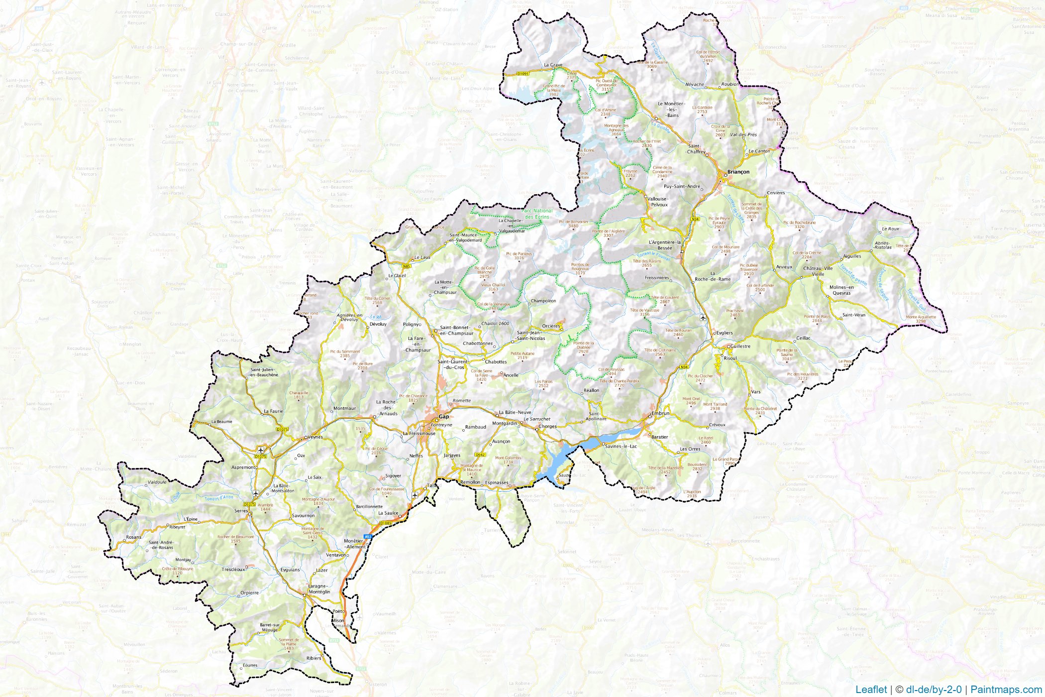 Hautes-Alpes (Provence-Alpes-Cote d'Azur) Map Cropping Samples-1