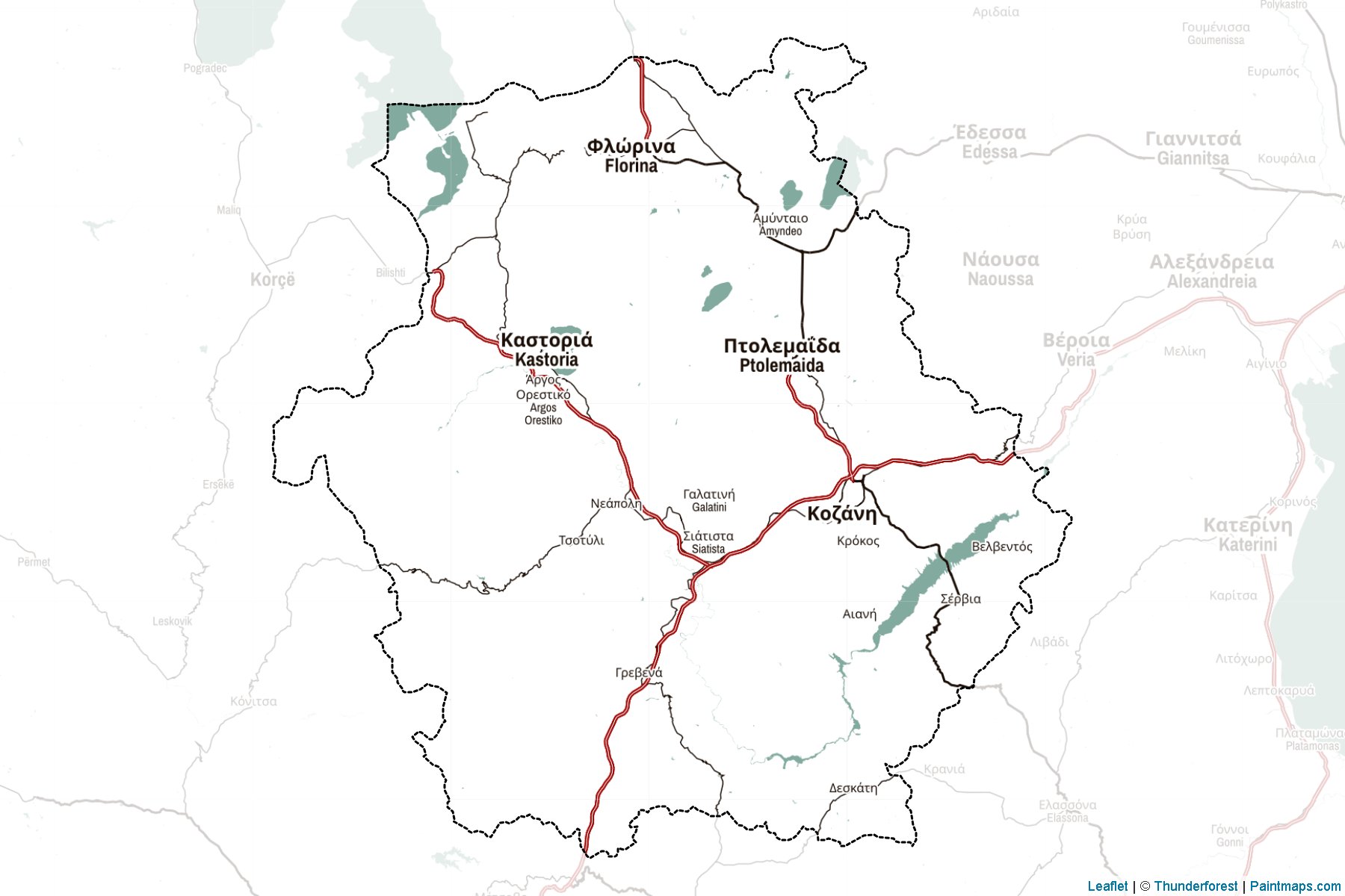 Muestras de recorte de mapas West Macedonia (Grecia)-2