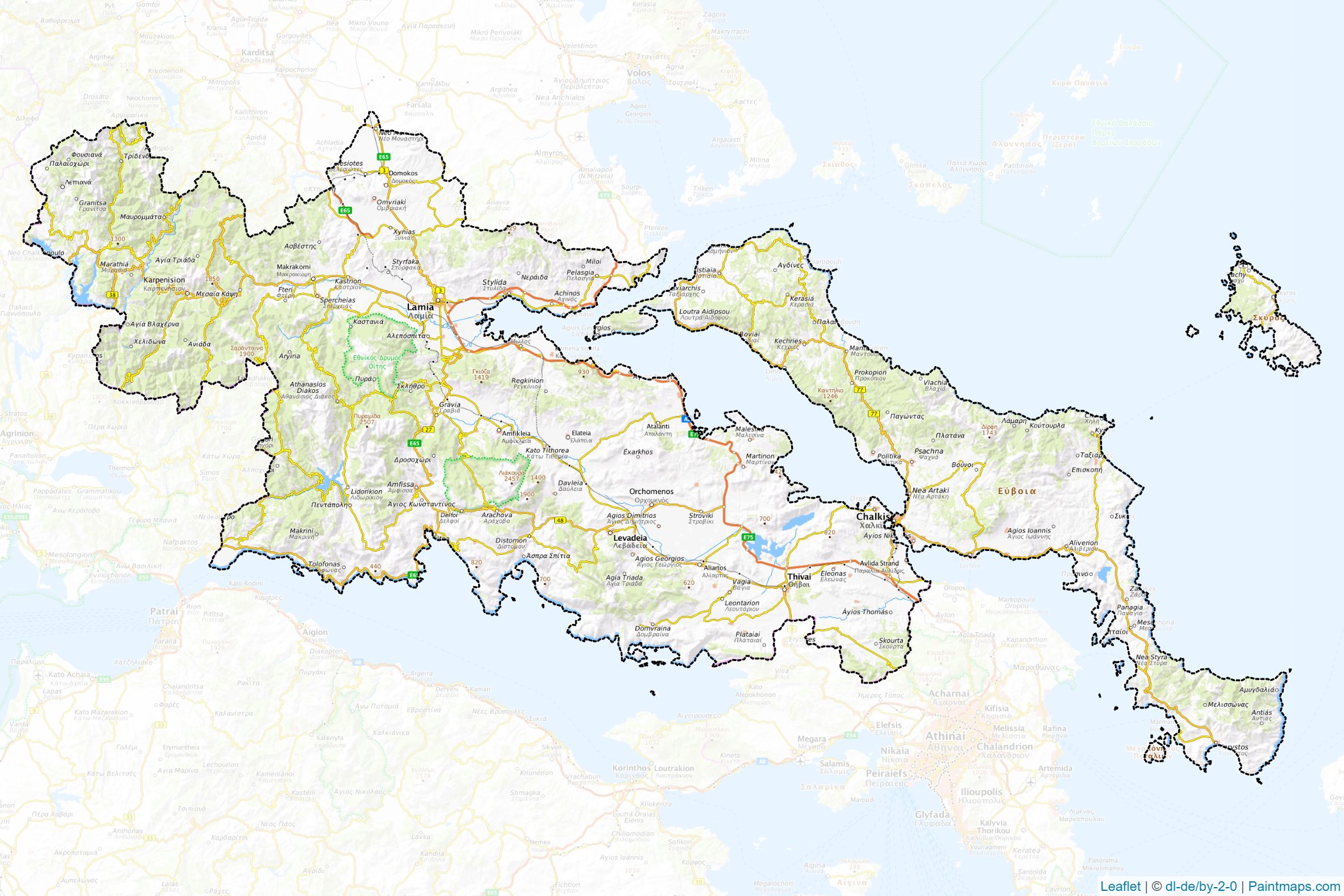 Muestras de recorte de mapas Central Greece (Grecia)-1