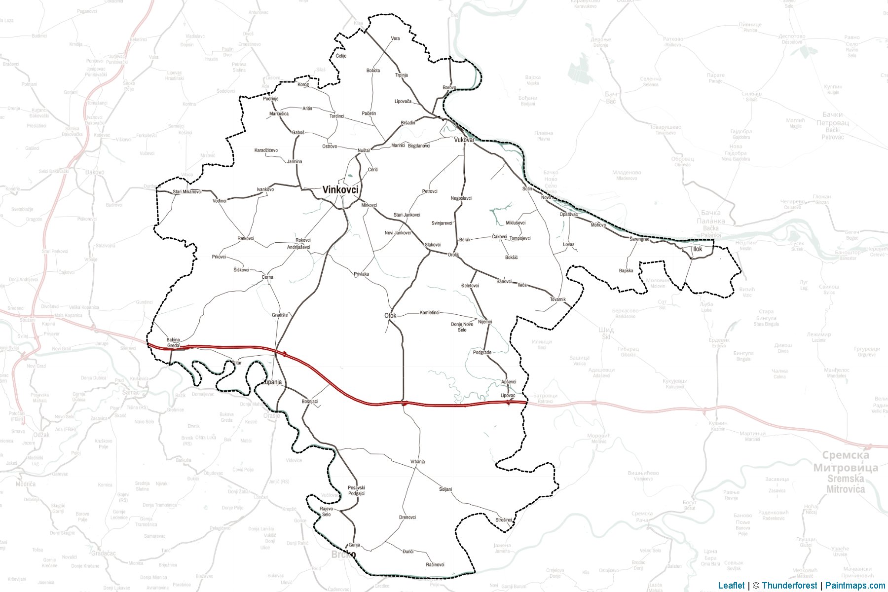 Muestras de recorte de mapas Vukovarsko-srijemska (Croacia)-2