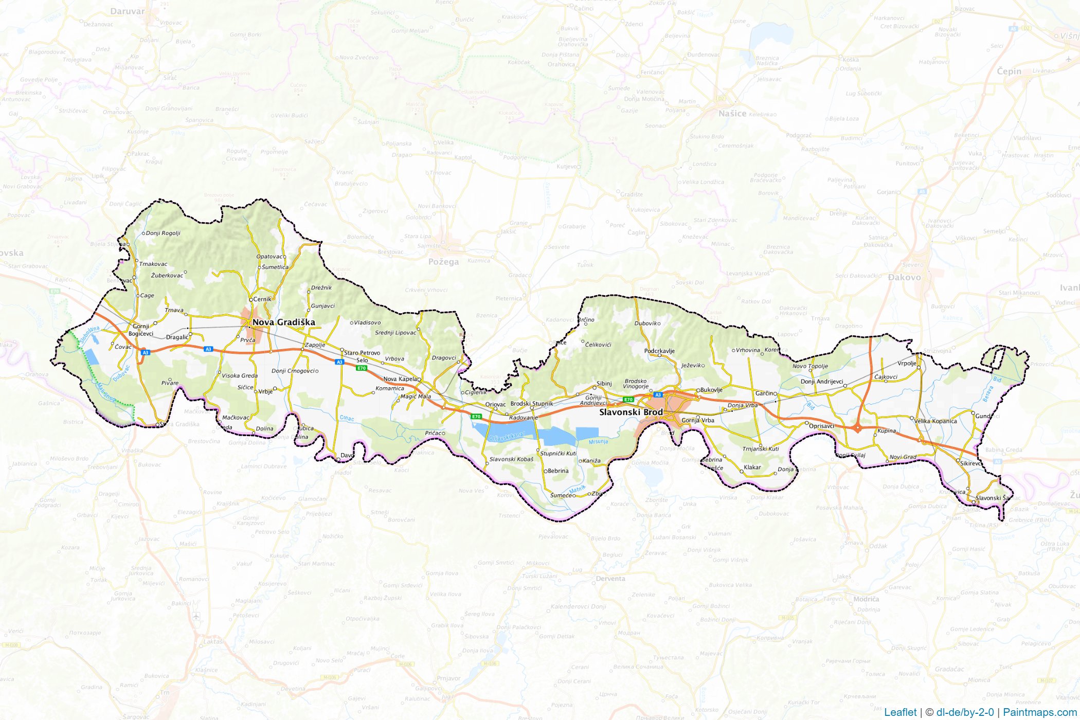 Muestras de recorte de mapas Brodsko-posavska (Croacia)-1