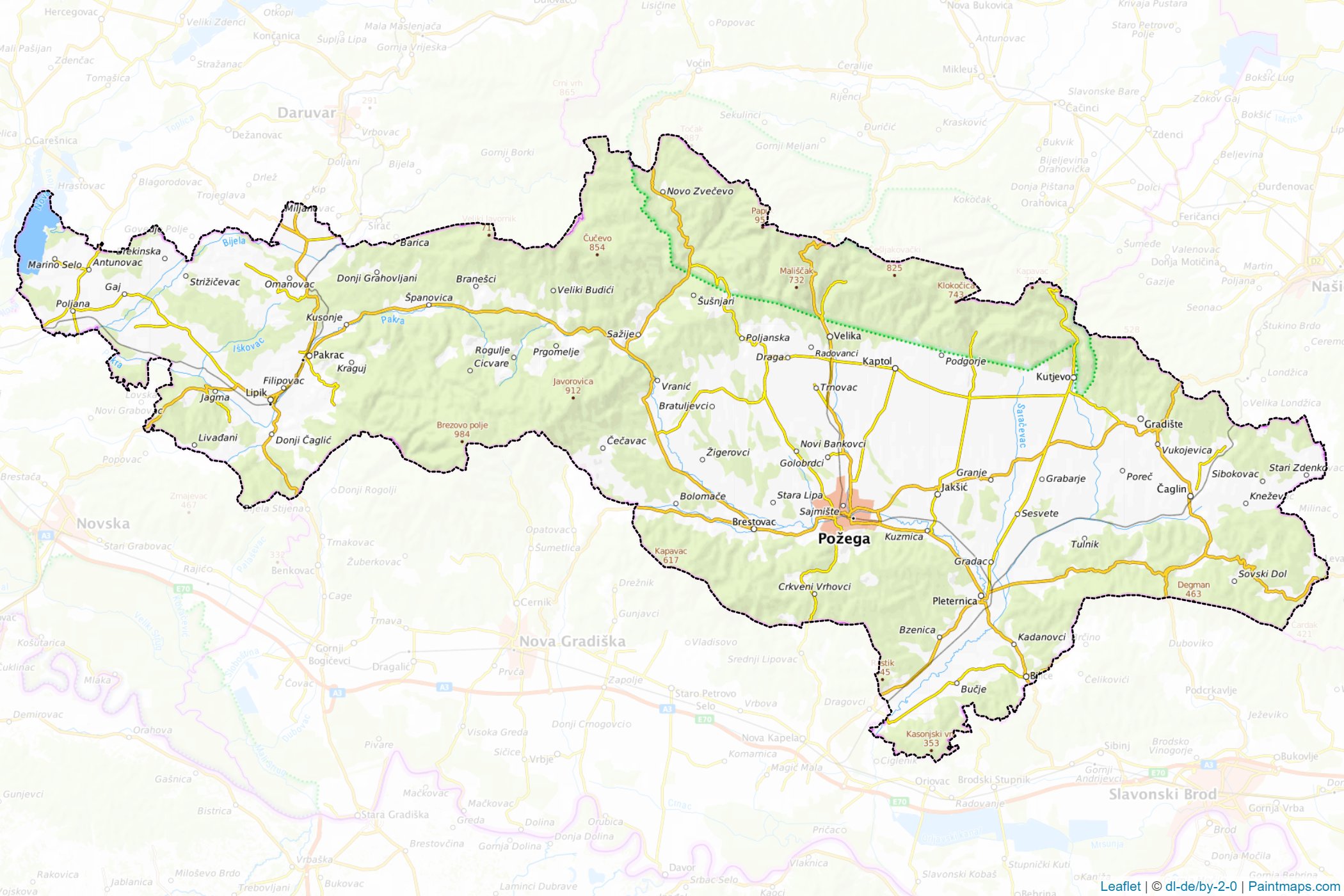 Požega-Slavonija (Hırvatistan) Haritası Örnekleri-1