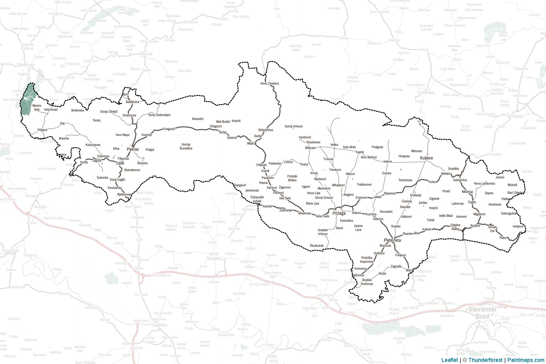 Muestras de recorte de mapas Požeško-slavonska (Croacia)-2