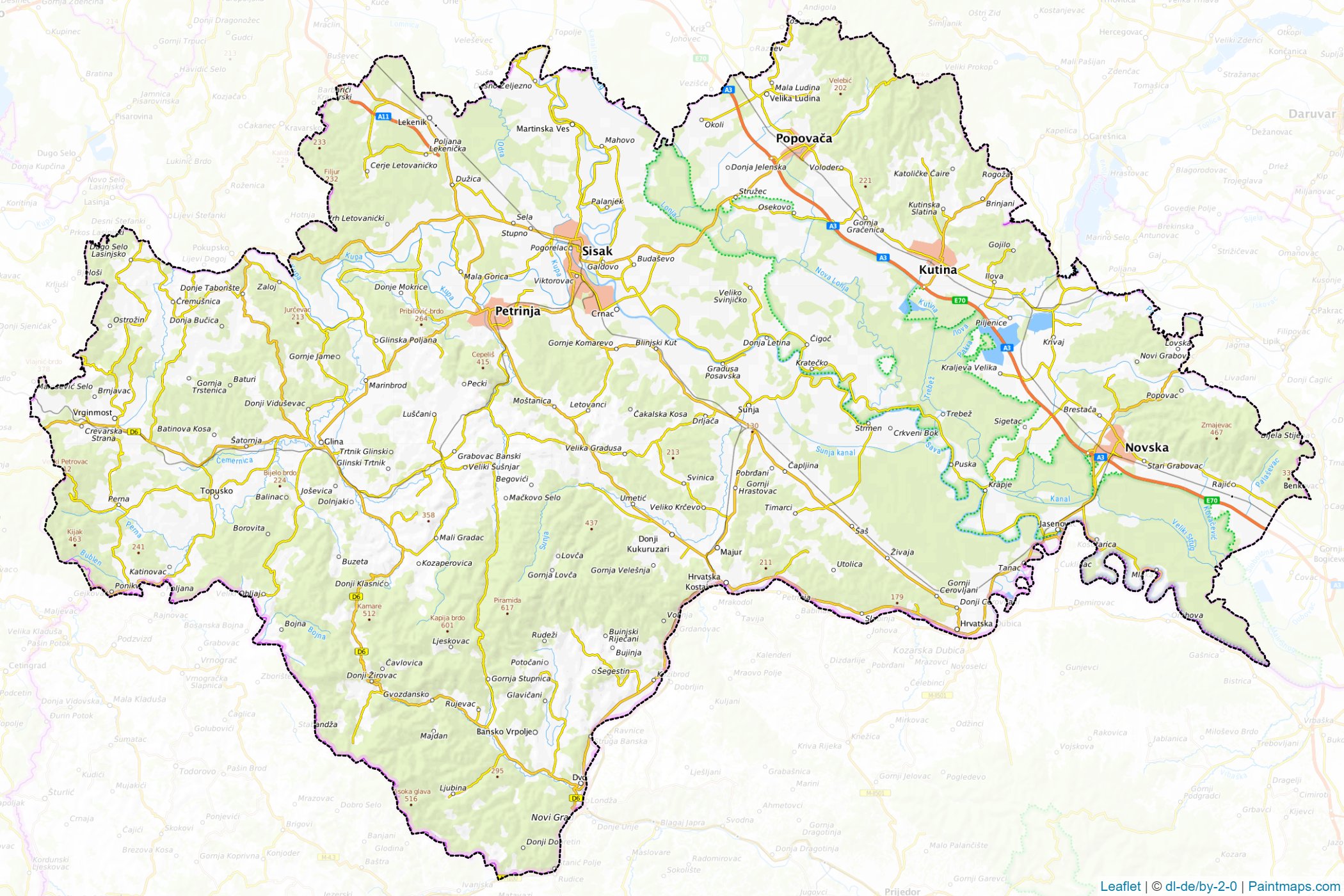 Sisacko-moslavacka (Croatia) Map Cropping Samples-1