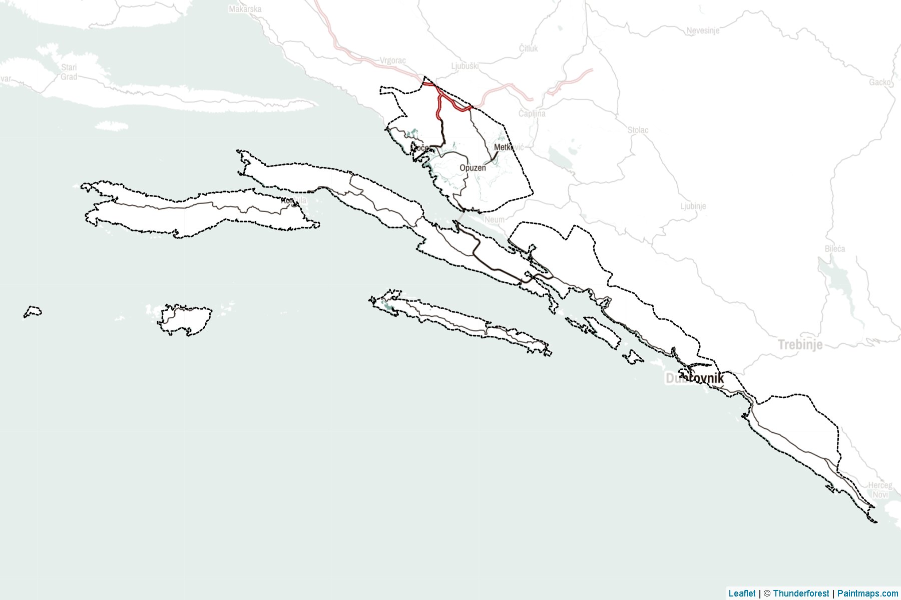 Dubrovacko-neretvanska (Croatia) Map Cropping Samples-2