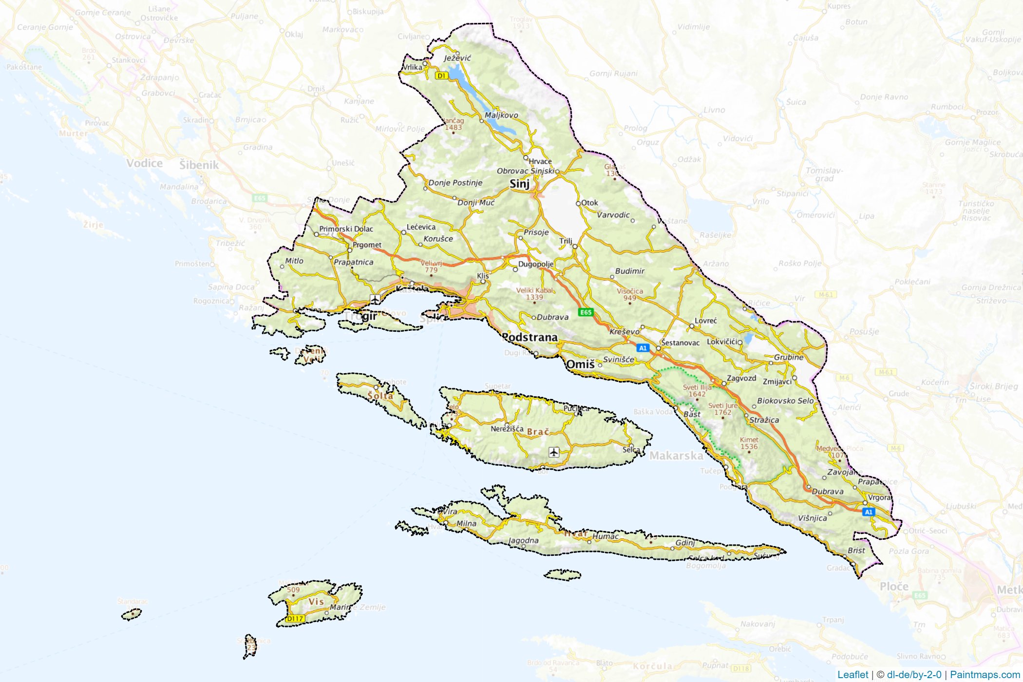 Splitsko-dalmatinska (Croatia) Map Cropping Samples-1