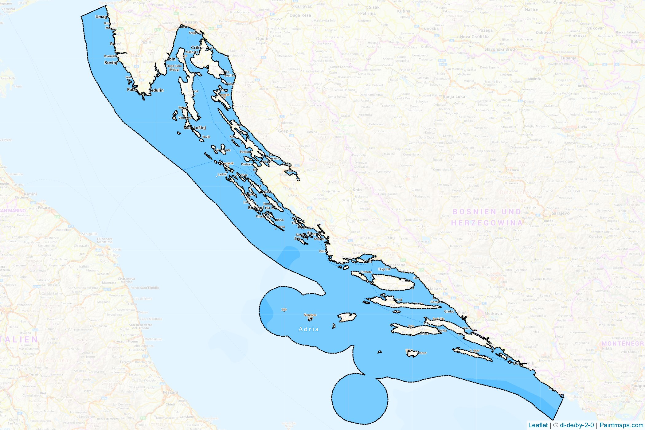 Inland waters of Croatia (Croatia) Map Cropping Samples-1