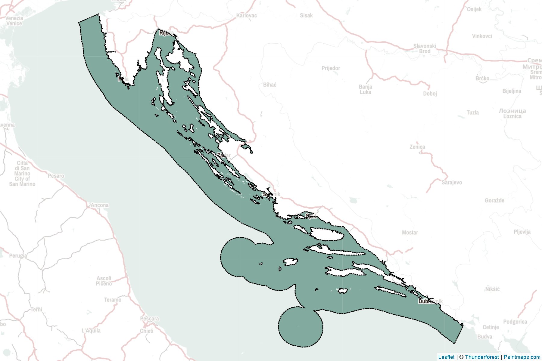 Inland waters of Croatia (Croatia) Map Cropping Samples-2