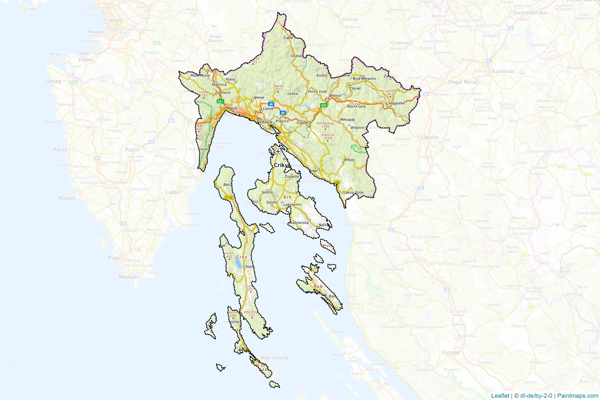 Primorje-Gorski Kotar (Hırvatistan) Haritası Örnekleri-1