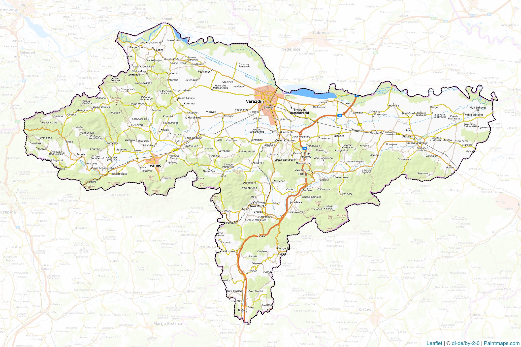 Varaždin Bölgesi (Hırvatistan) Haritası Örnekleri-1