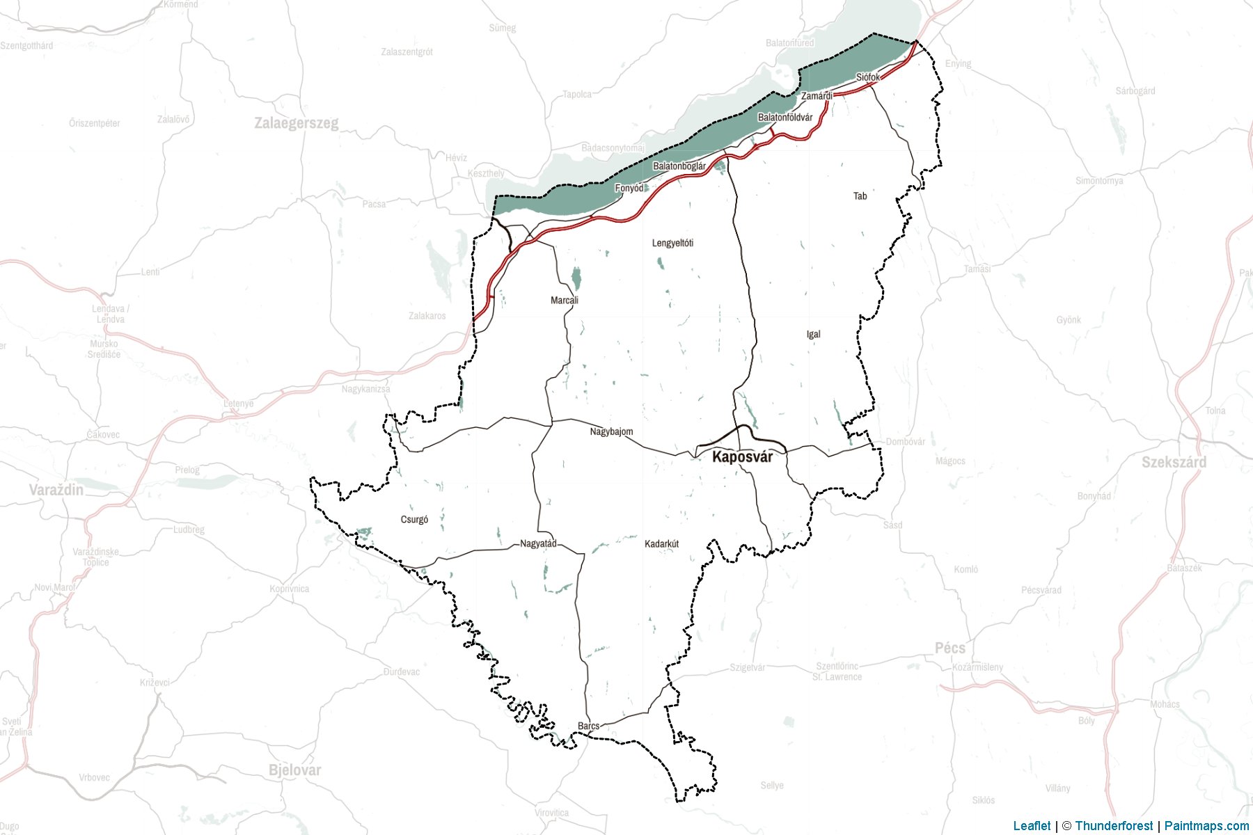 Muestras de recorte de mapas Somogy (Southern Transdanubia)-2