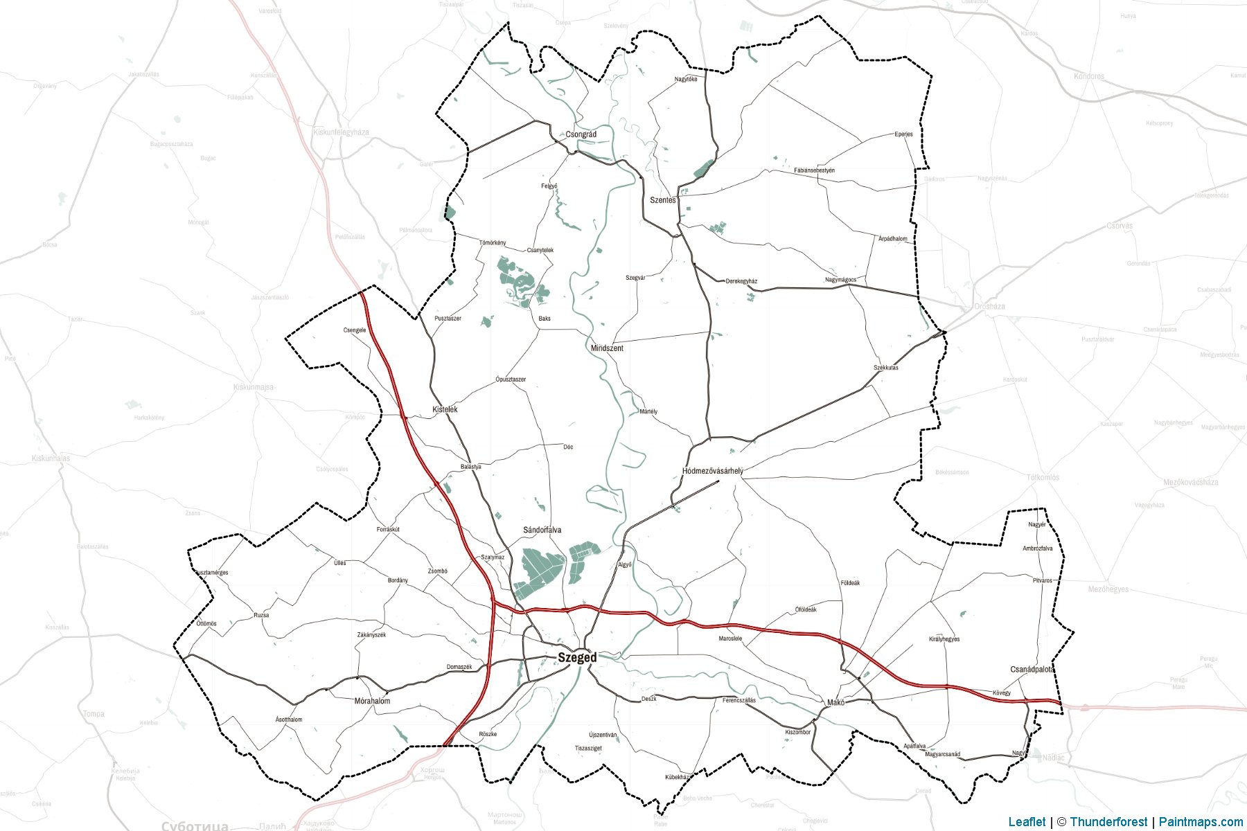 Muestras de recorte de mapas Csongrád (Southern Great Plain)-2