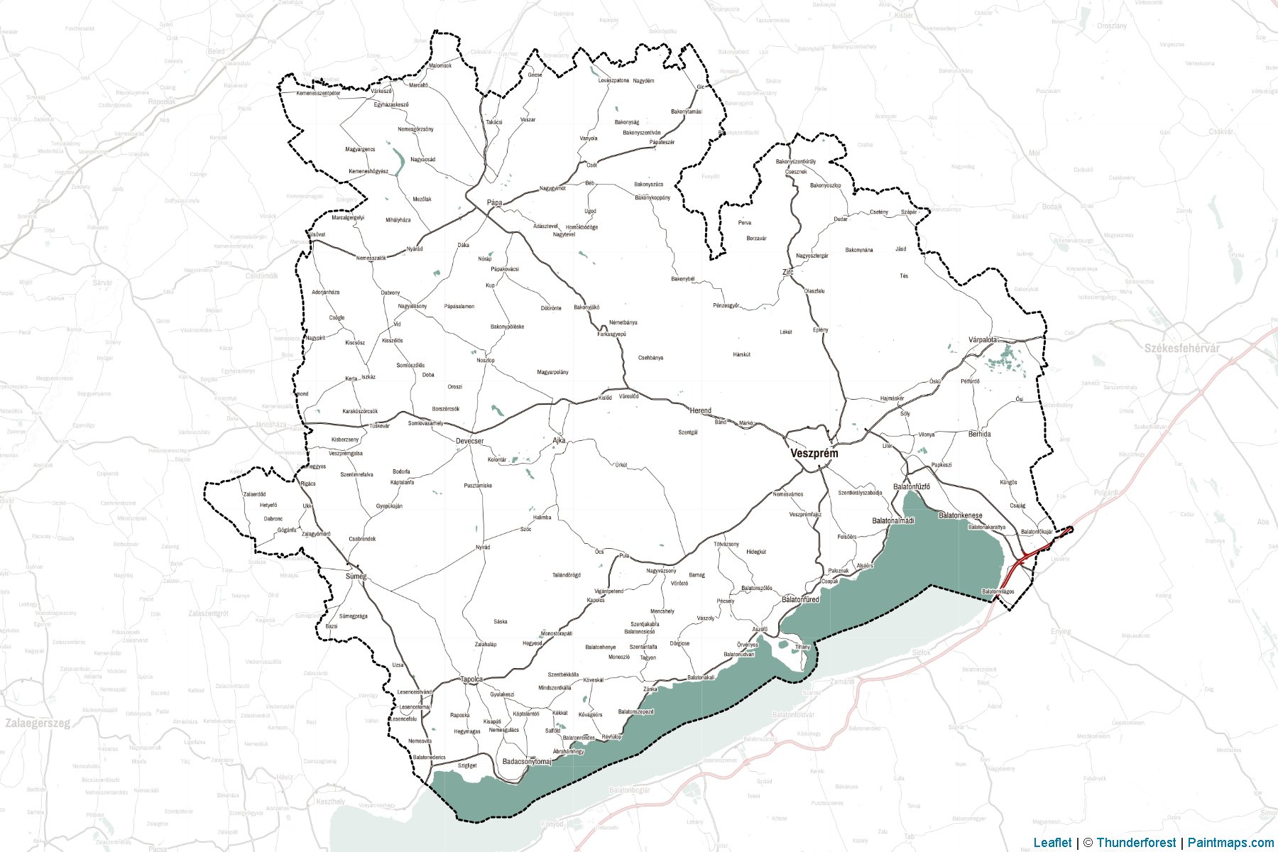 Veszprém ili (Orta Transdanubia) Haritası Örnekleri-2