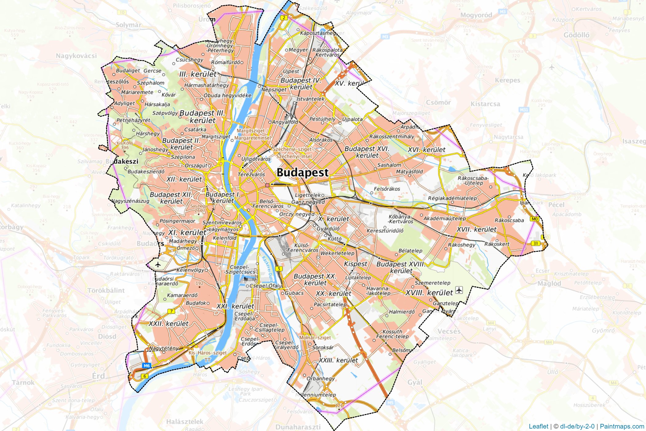 Budapeşte (Orta Macaristan) Haritası Örnekleri-1