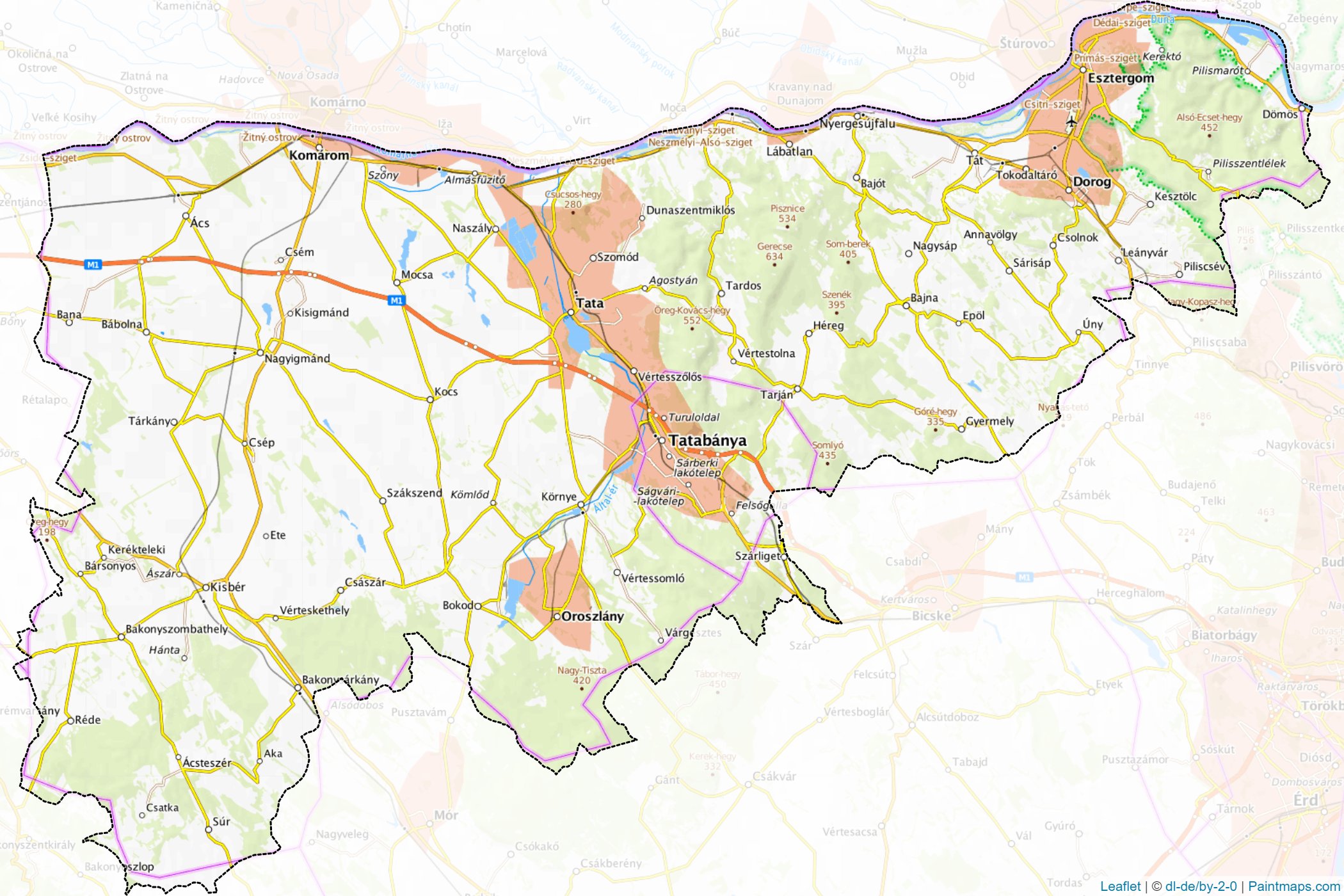 Komárom-Esztergom ili (Orta Transdanubia) Haritası Örnekleri-1