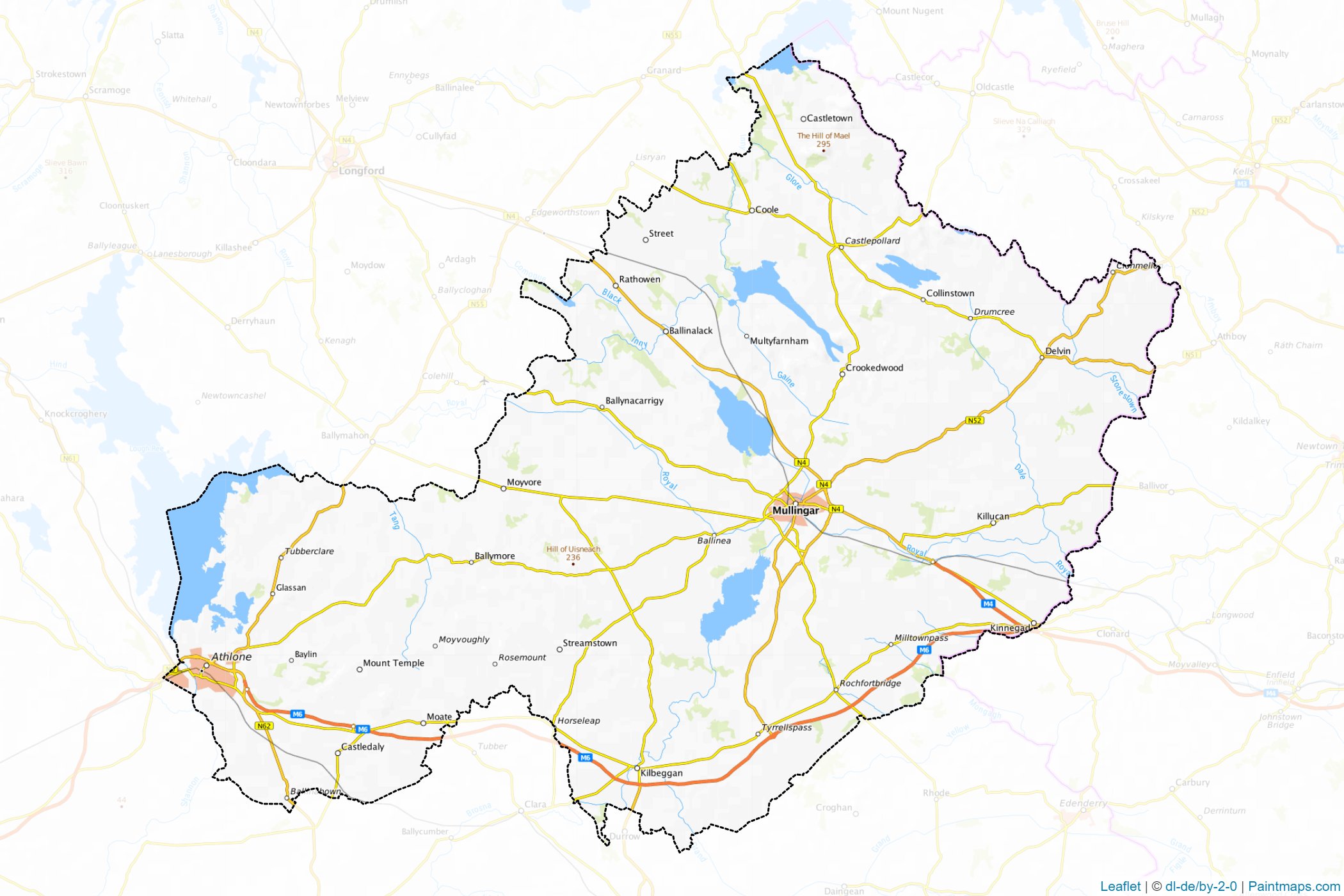 County Westmeath (İrlanda (ada)) Haritası Örnekleri-1