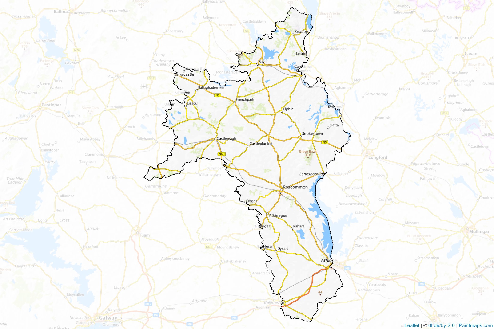 Muestras de recorte de mapas Roscommon (Irlanda)-1