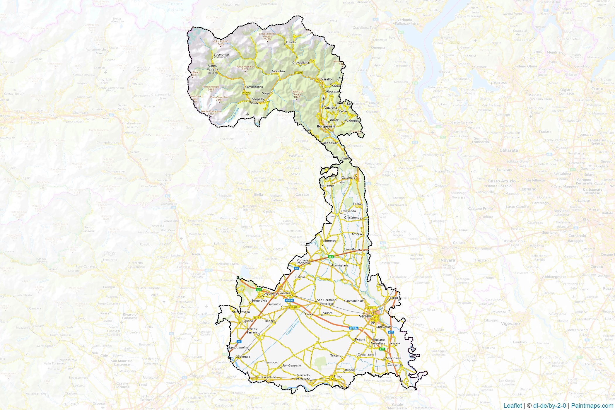 Muestras de recorte de mapas Vercelli (Piedmont)-1