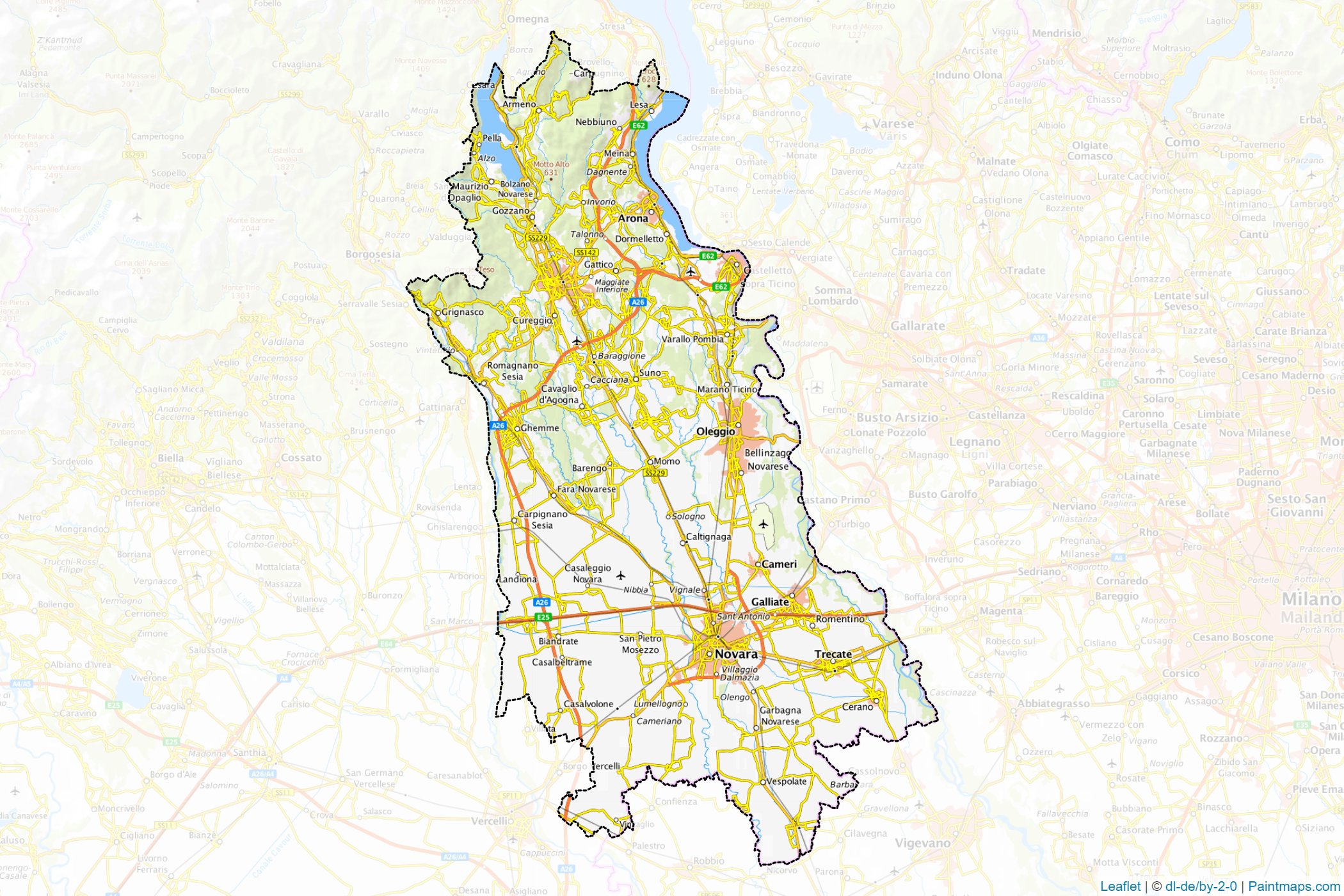 Muestras de recorte de mapas Novara (Piedmont)-1