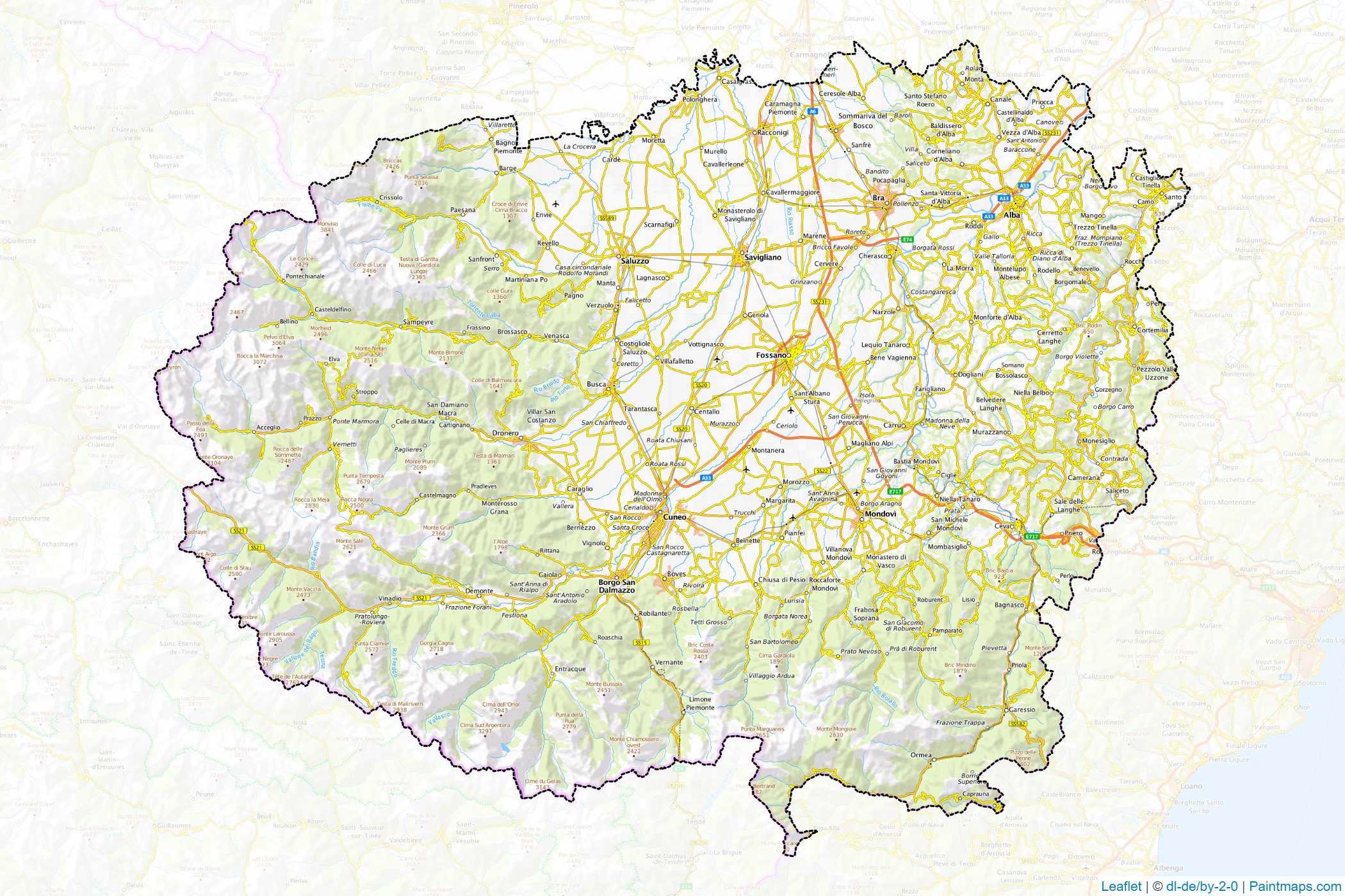 Cuneo (Piedmont) Map Cropping Samples-1