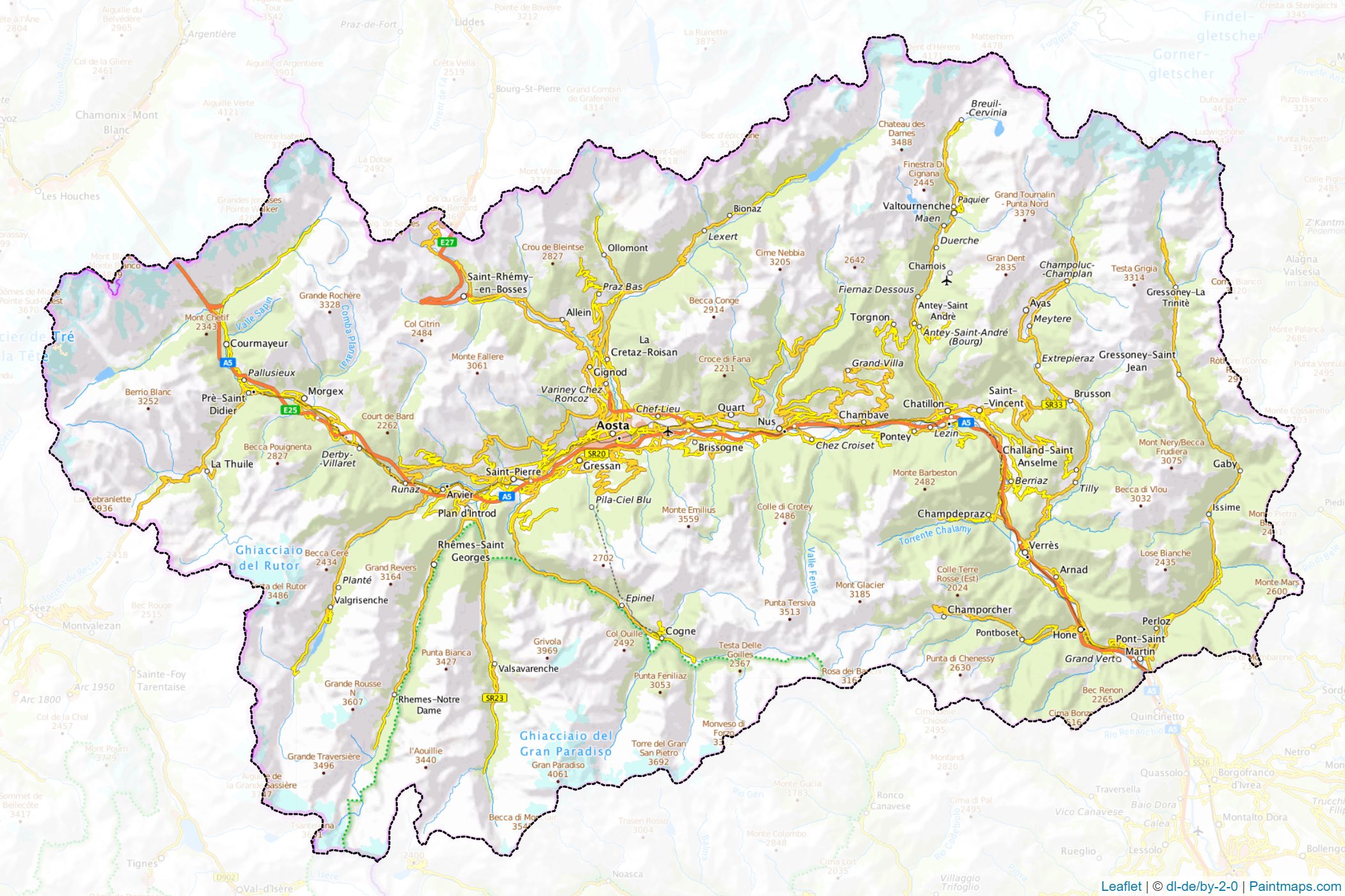 Valle D'Aosta (Aosta Valley) Map Cropping Samples-1