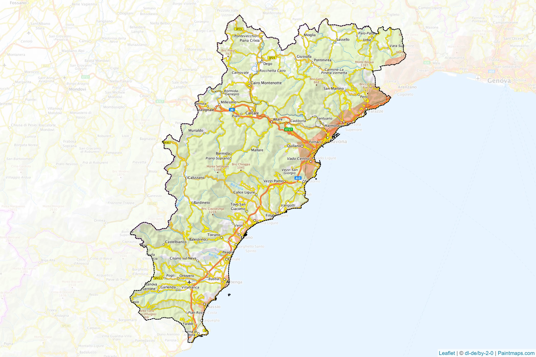 Muestras de recorte de mapas Savona (Liguria)-1