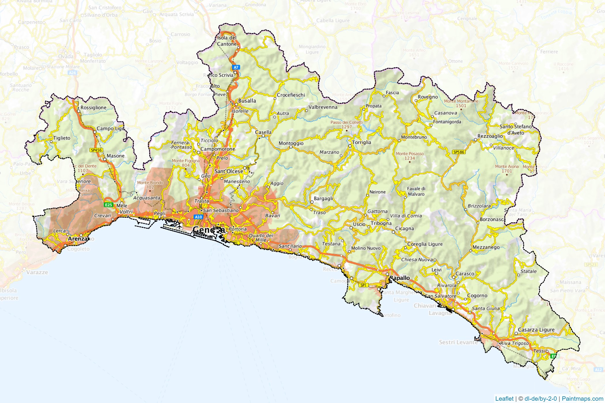 Genova ili (Ligurya) Haritası Örnekleri-1