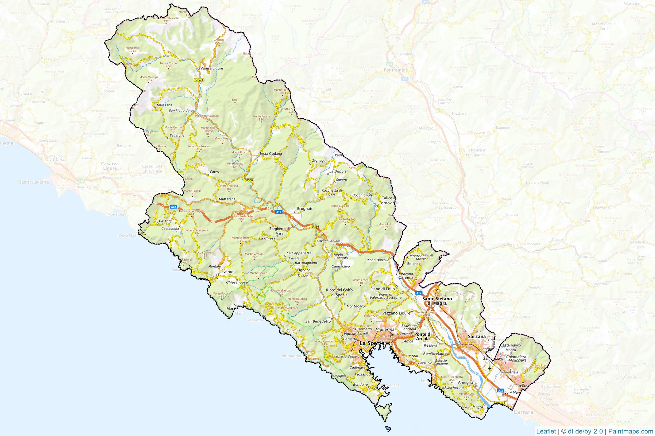 La Spezia ili (Ligurya) Haritası Örnekleri-1