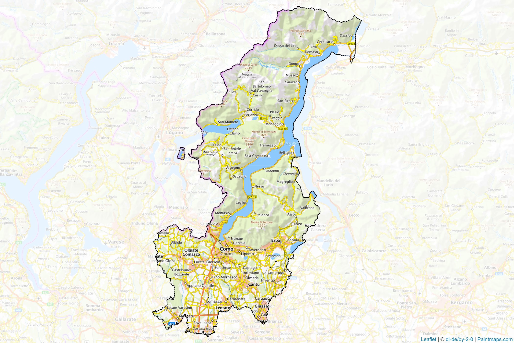 Muestras de recorte de mapas Como (Lombardy)-1