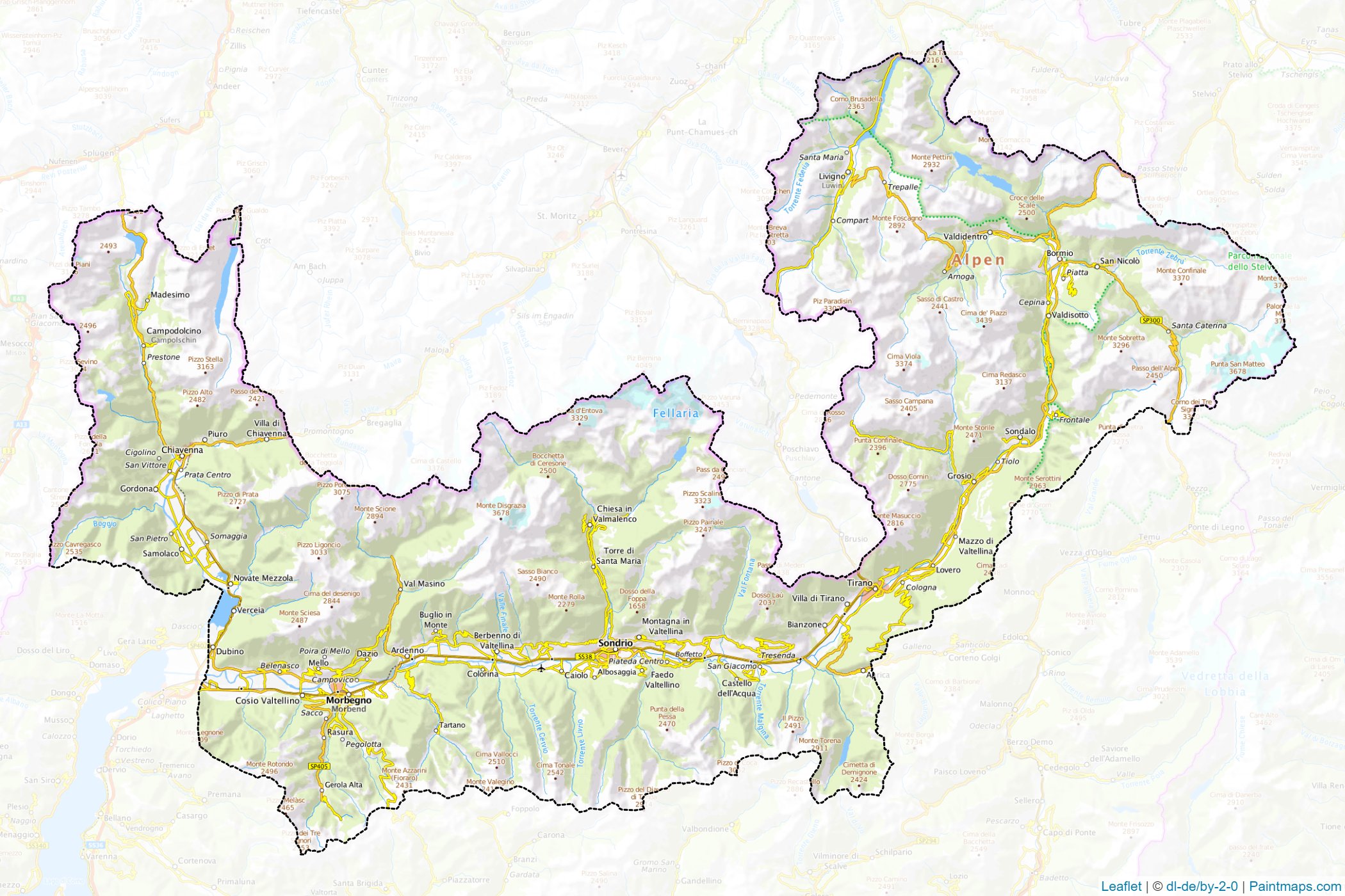 Sondrio ili (Lombardiya) Haritası Örnekleri-1