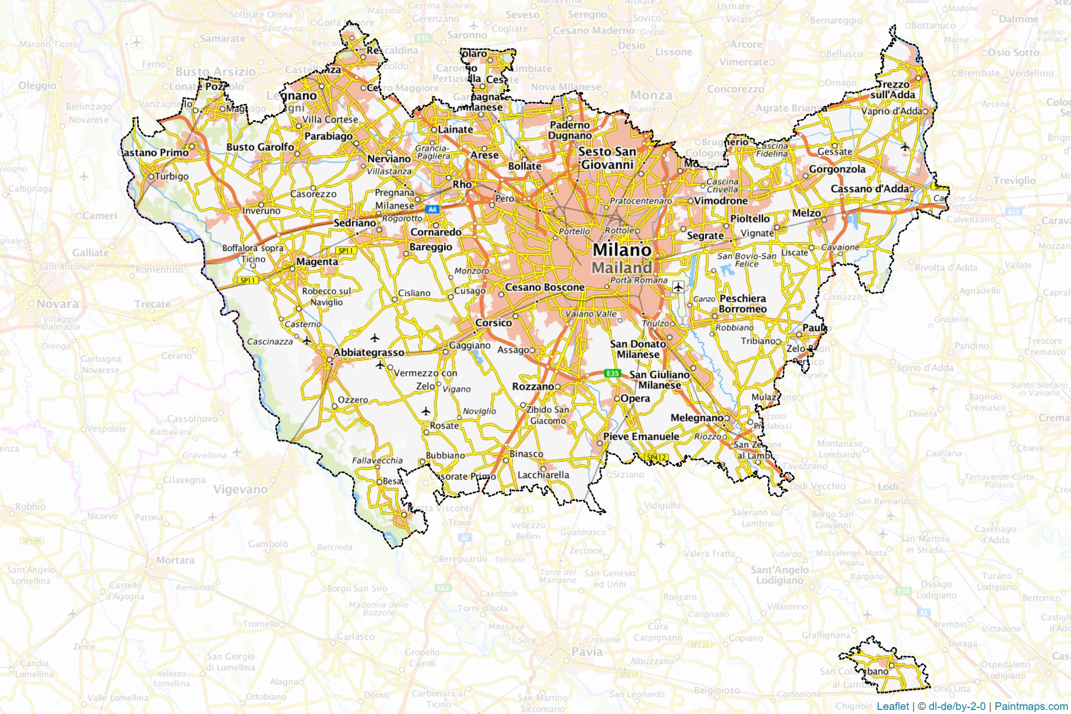 Milano ili (Lombardiya) Haritası Örnekleri-1