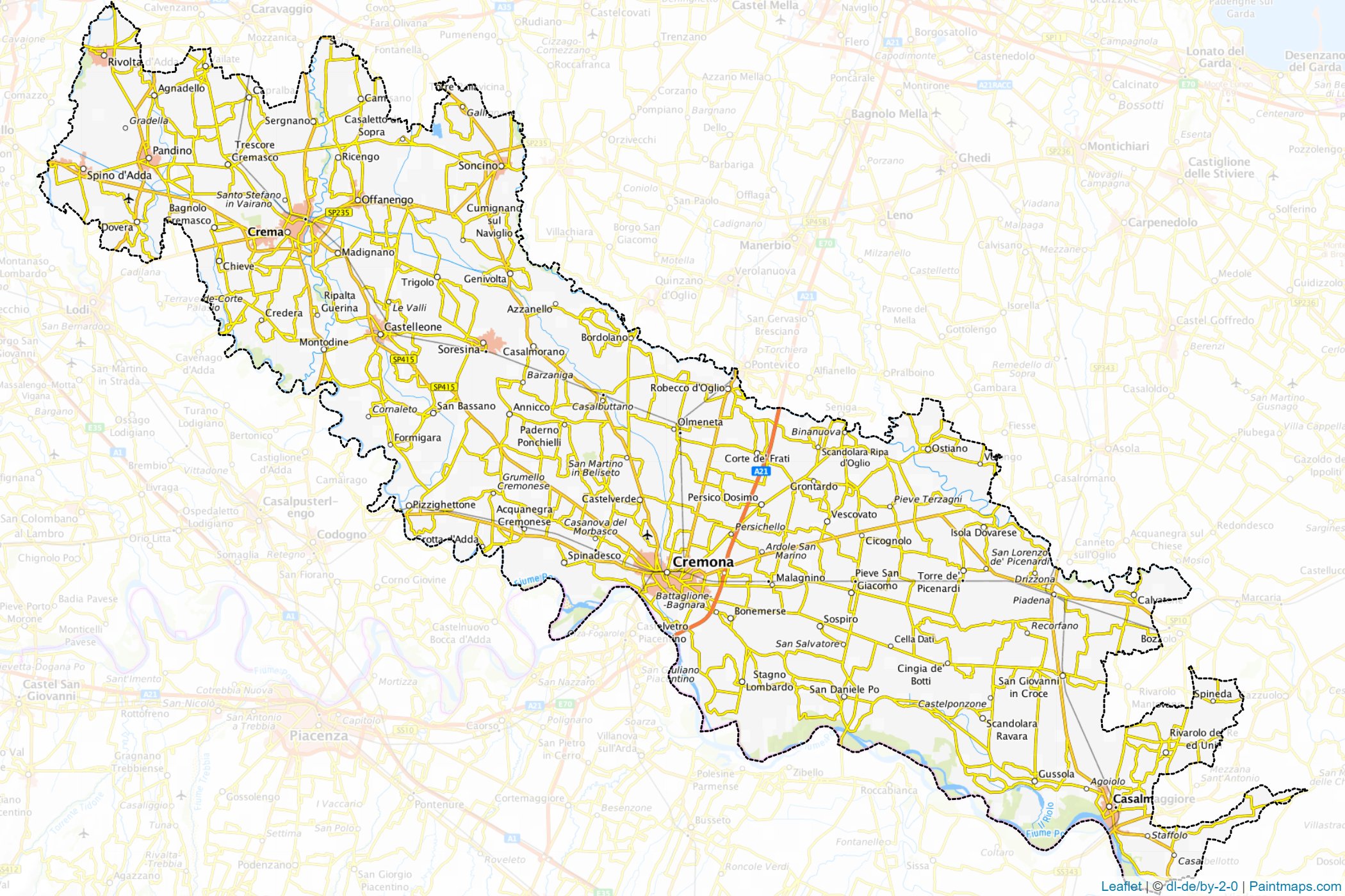 Cremona ili (Lombardiya) Haritası Örnekleri-1