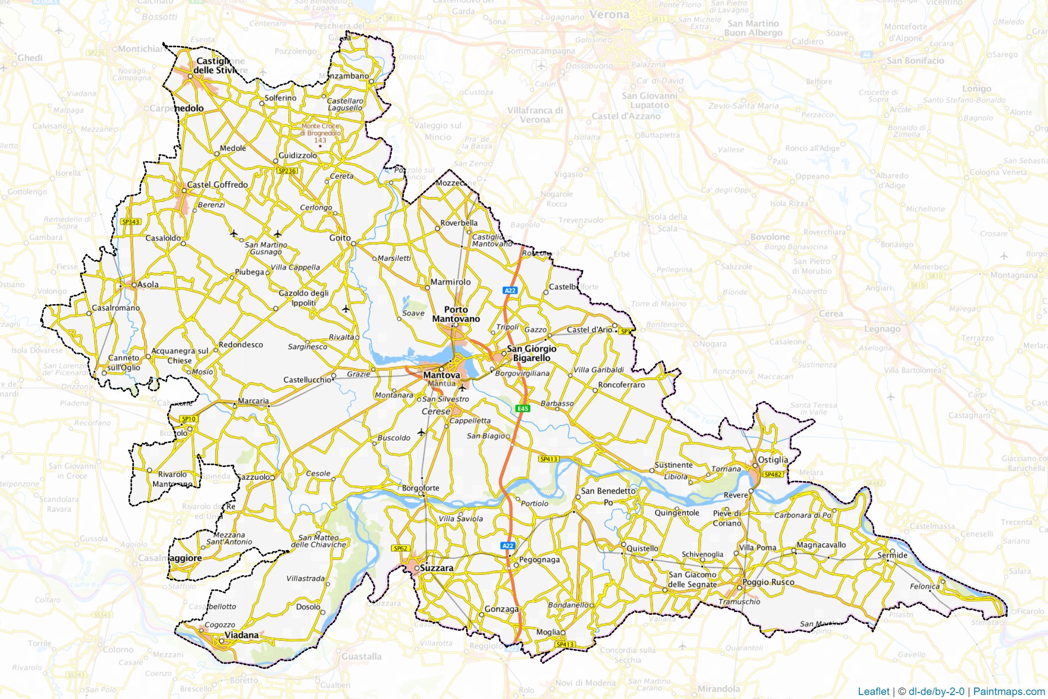 Mantova ili (Lombardiya) Haritası Örnekleri-1