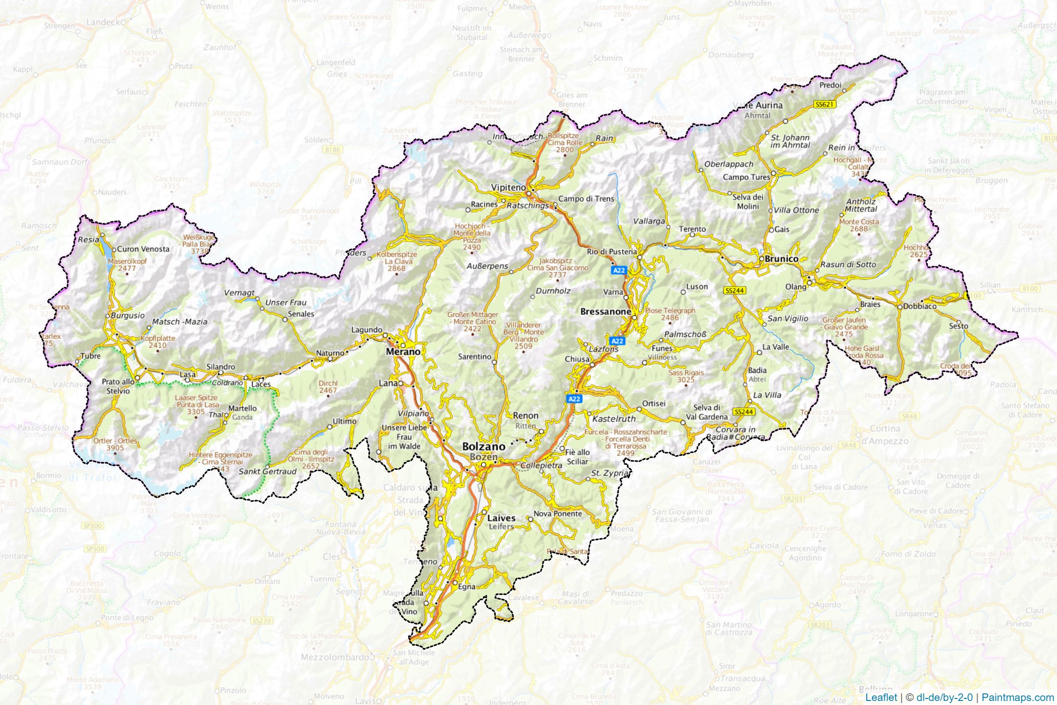 Güney Tirol (Trentino-Alto Adige) Haritası Örnekleri-1